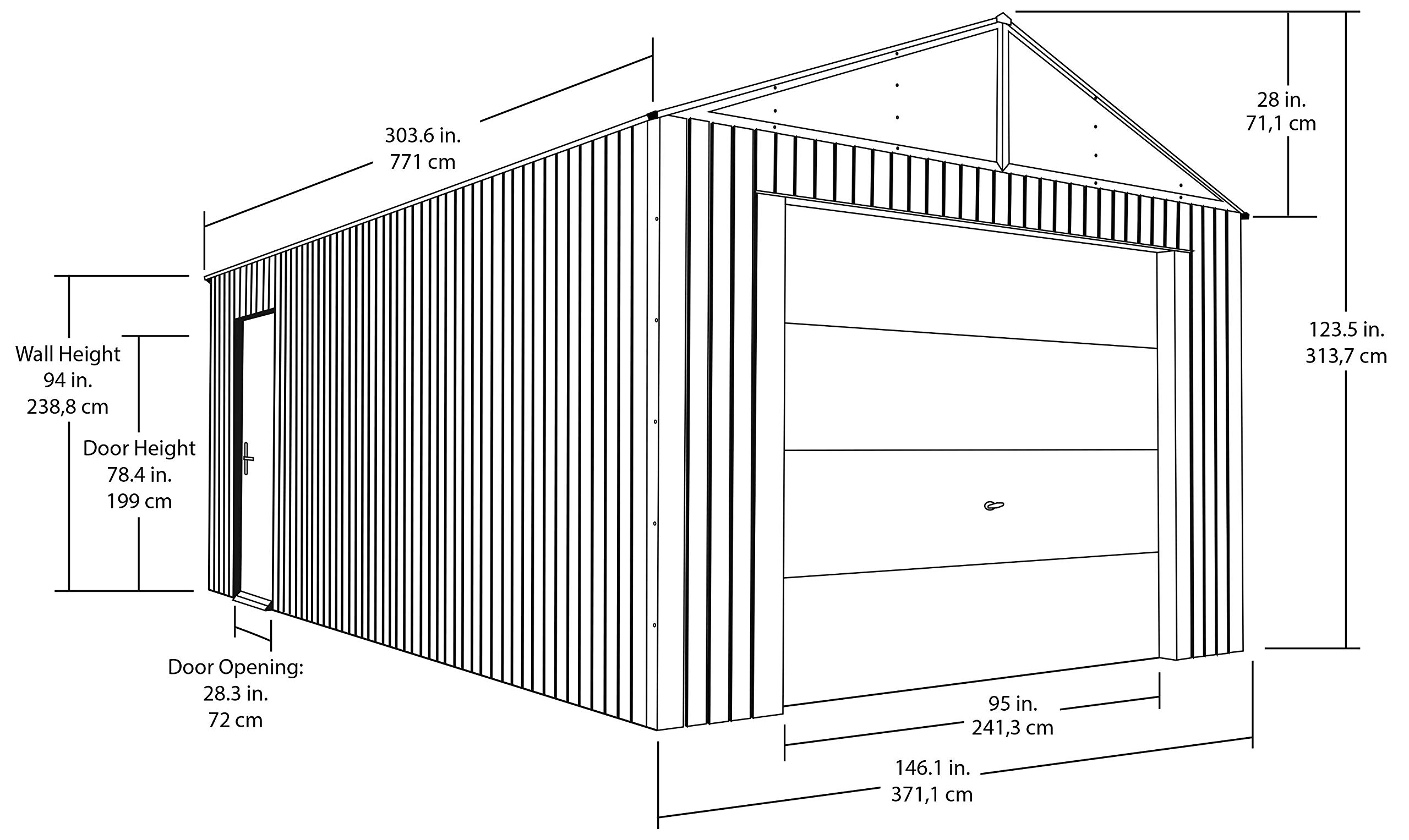 Sojag 12' x 25' Everest Galvalume Steel Garage Storage Building with Extra Tall Walls - Charcoal | Durable Outdoor Shed for Tools, Equipment & Vehicle Protection