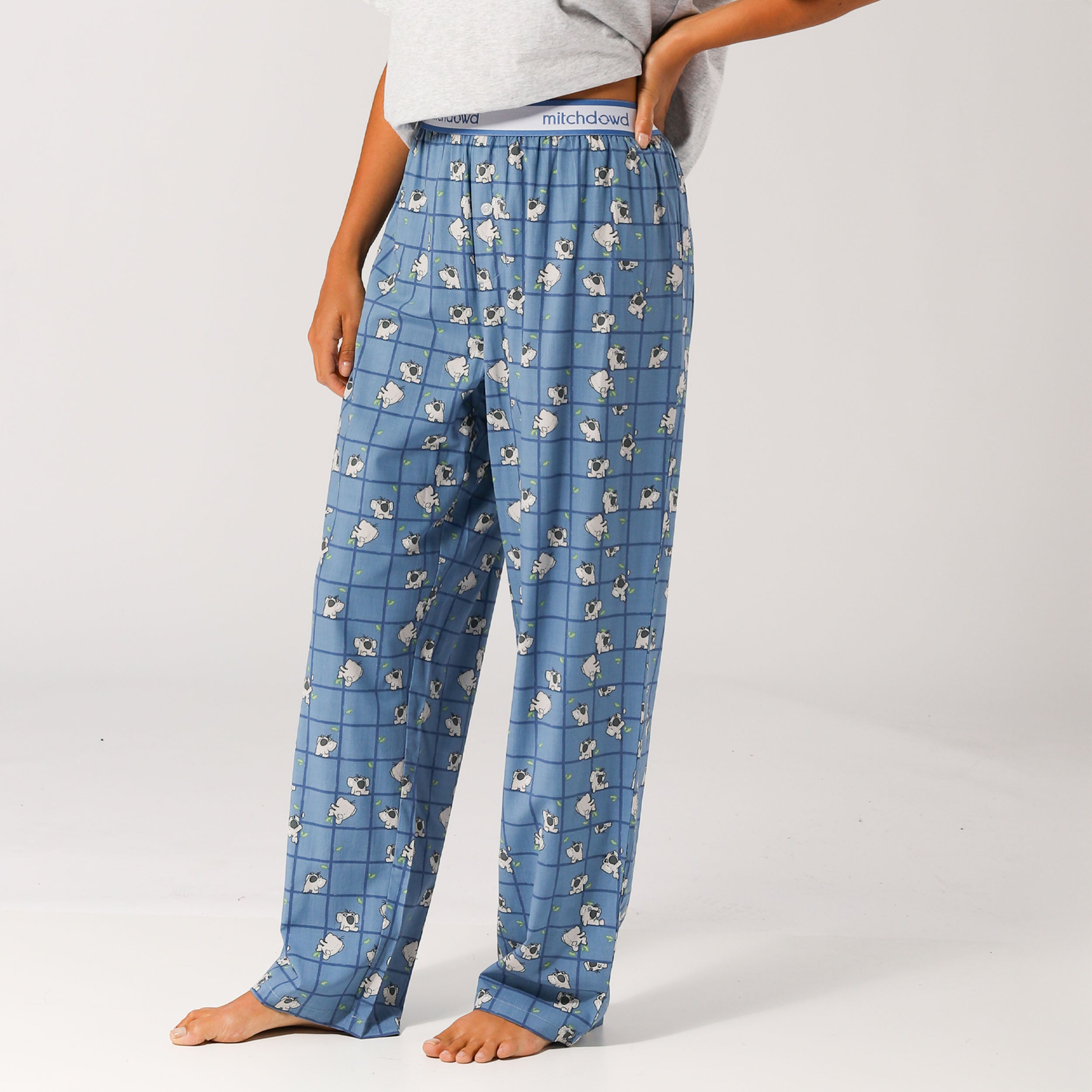 Women's Soft Koala Sleep Pants - Cozy Lounge Pajama Bottoms for Relaxing at Home & Sleeping - Blue