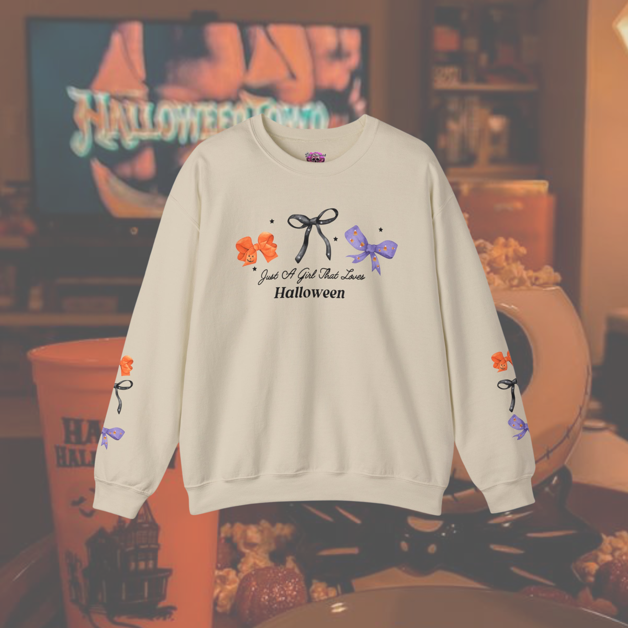 Just a Girl That Loves Halloween Crewneck Sweatshirt | Cute Fall Graphic Pullover | Perfect for Halloween Parties & Autumn Outfits