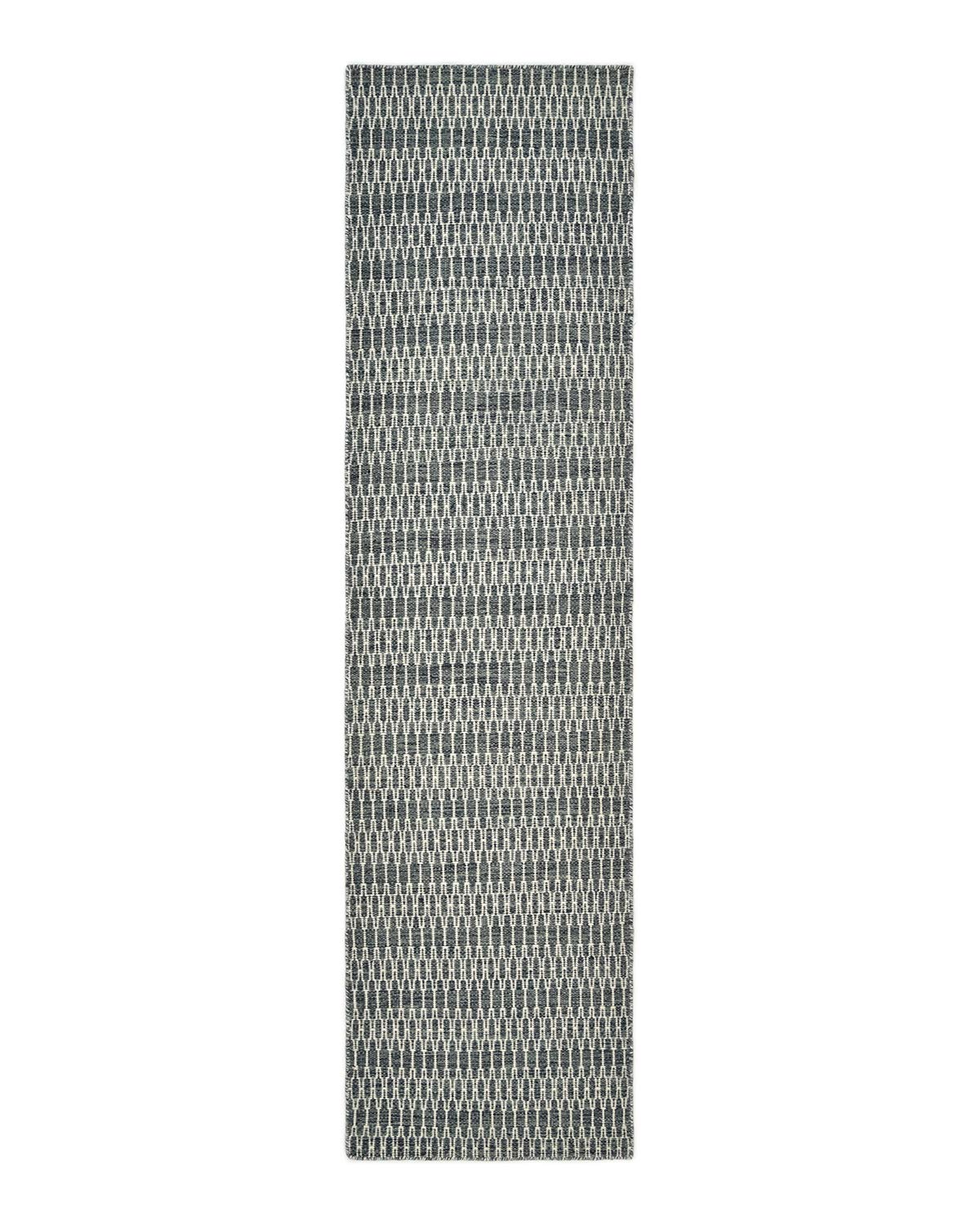 Handmade Solo Rugs Deanna Flatweave Contemporary Runner - 3' x 8' Medium Blue Area Rug for Hallway, Bedroom & Living Room Decor