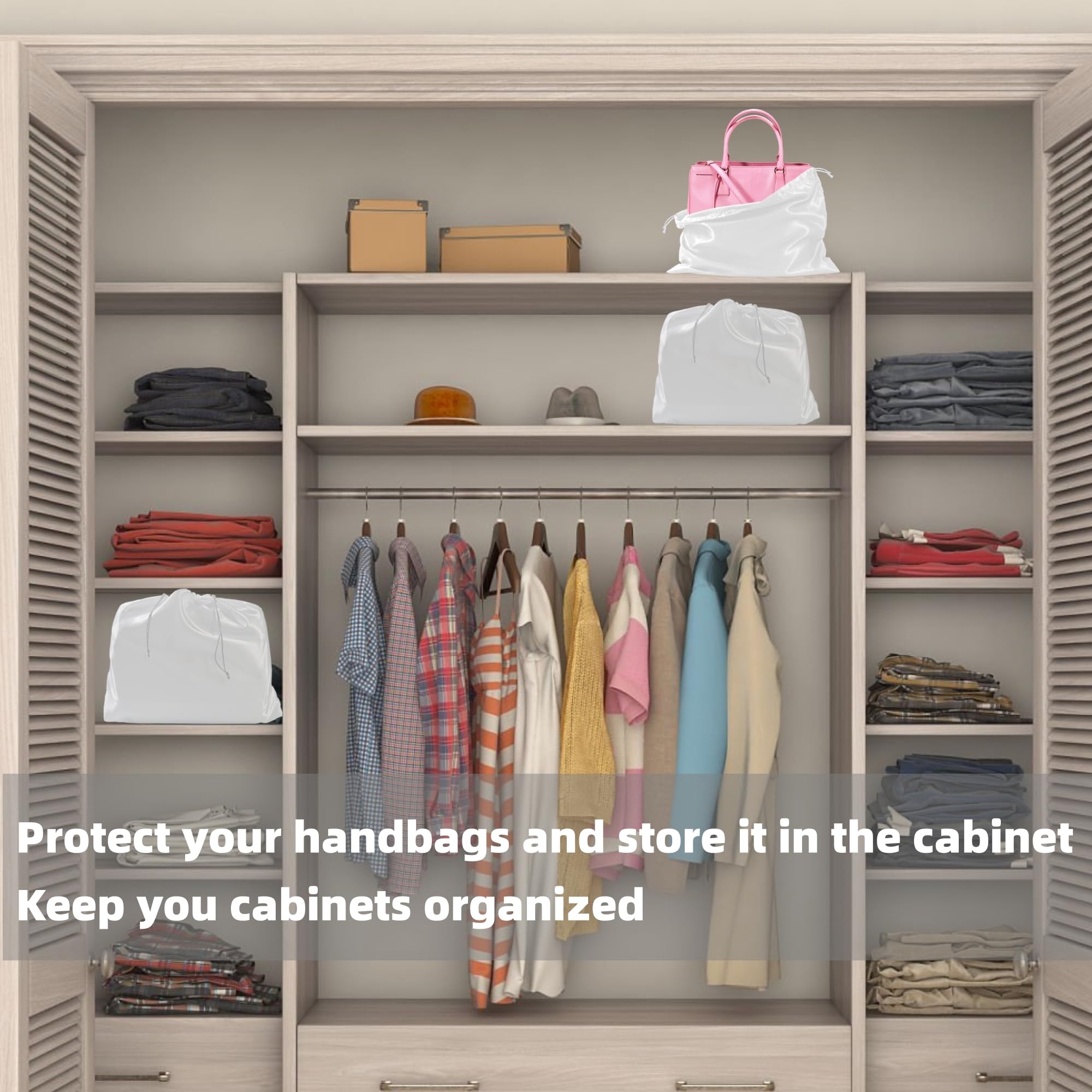 12 Pack Premium Silk Dust Bags for Handbags, Purses, Shoes & Boots - Drawstring Storage Pouches for Travel & Closet Organization - Protect Luxury Accessories from Dust & Scratches