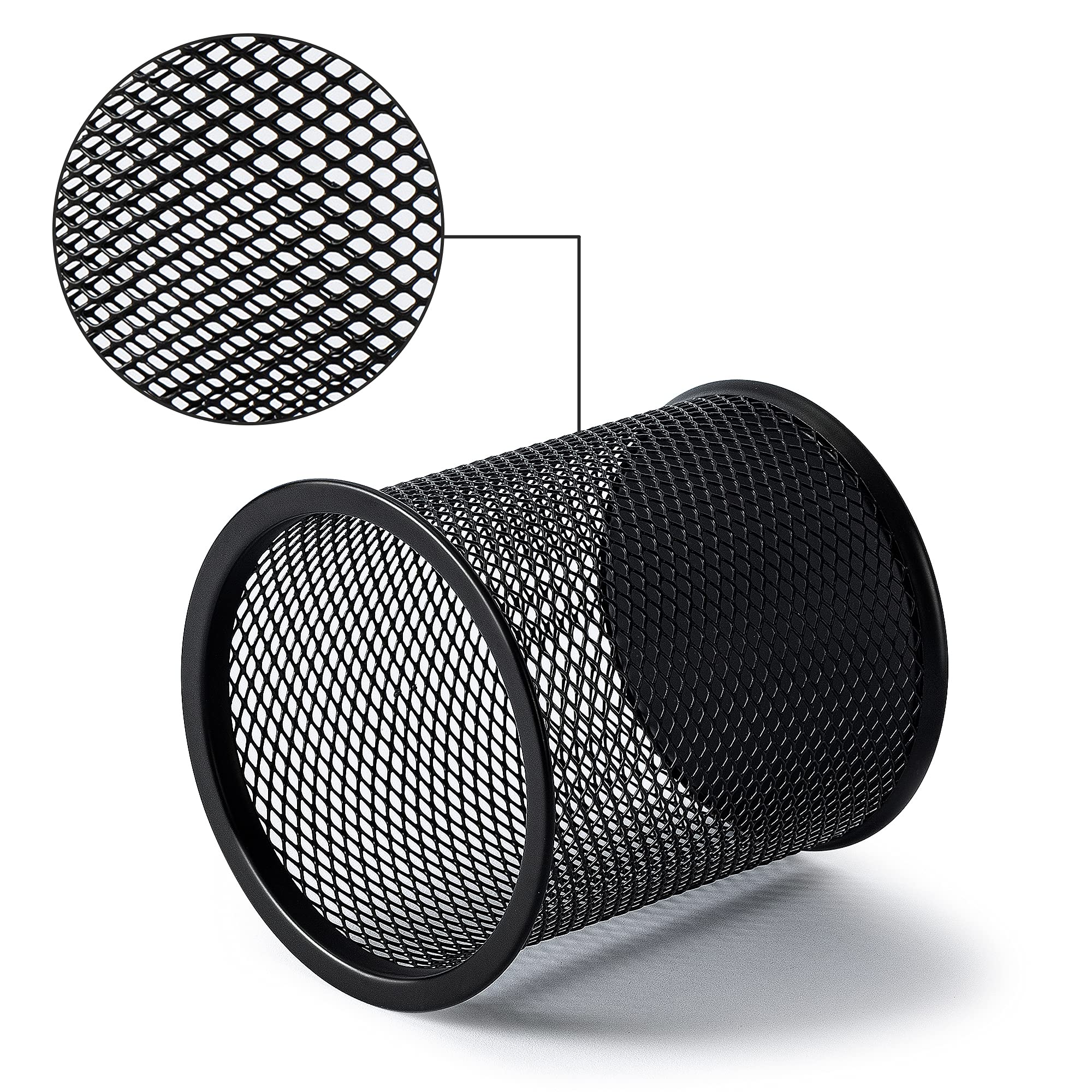 Amazon Basics Black Wire Mesh Pen Cup - Organizer for Office, School & Home Desk Accessories - Perfect for Pens, Pencils, Markers & Scissors