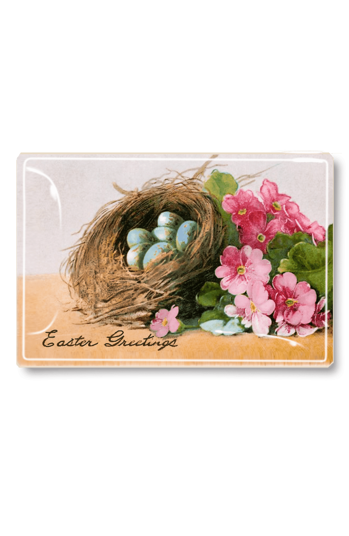 Easter Greetings Robin's Egg Nest Decoupage Glass Tray - Handmade Decorative Serving Tray for Easter Decor, Holiday Table Centerpiece, and Spring Home Décor