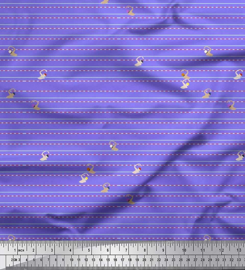 Soimoi Rayon Purple Fabric by The Yard - 56 Inch Wide Printed Fabric for Swimwear, Activewear & Sports Apparel - Perfect for Swimming Pool Races, Poolside Sprints & Athletic Performance Wear