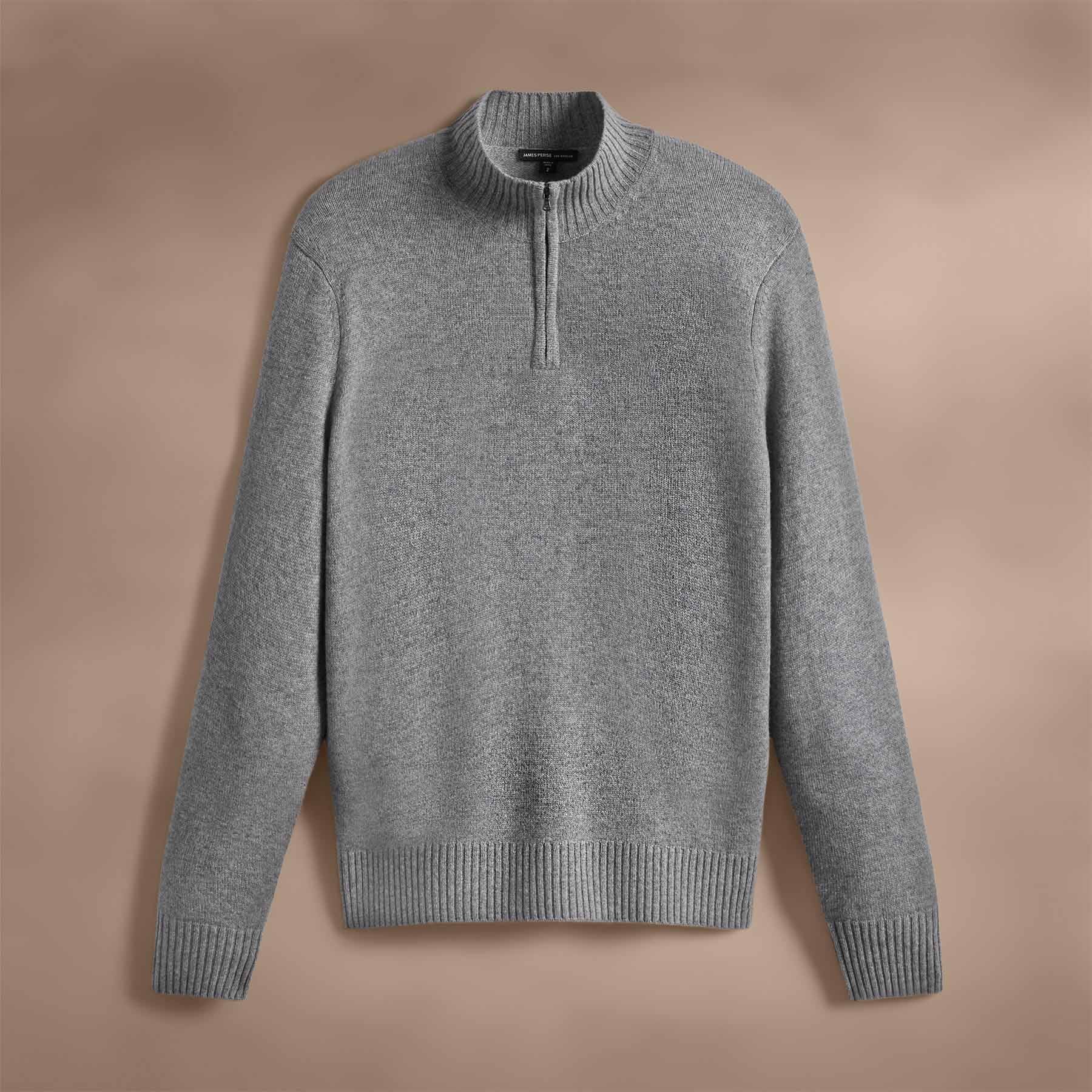 Premium Cashmere Half Zip Sweater for Men & Women - Soft Heather Grey Pullover for Fall & Winter - Cozy Office Wear & Casual Outfits