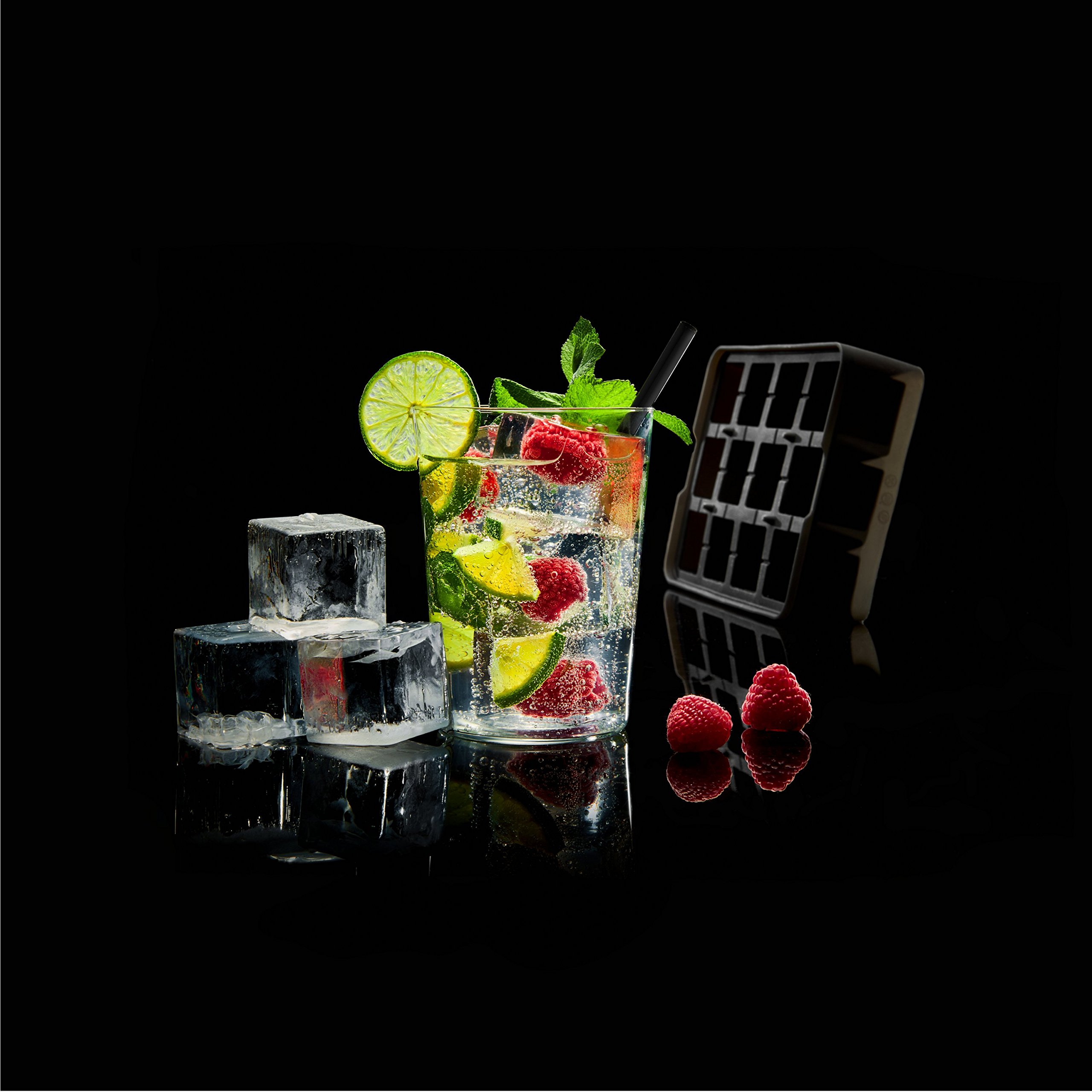 Premium Silicone Ice Cube Tray - Makes 12 Large 1.6x1.6 Inch Cubes | German Design | BPA-Free & Flexible | Perfect for Cocktails, Iced Coffee & Home Bars