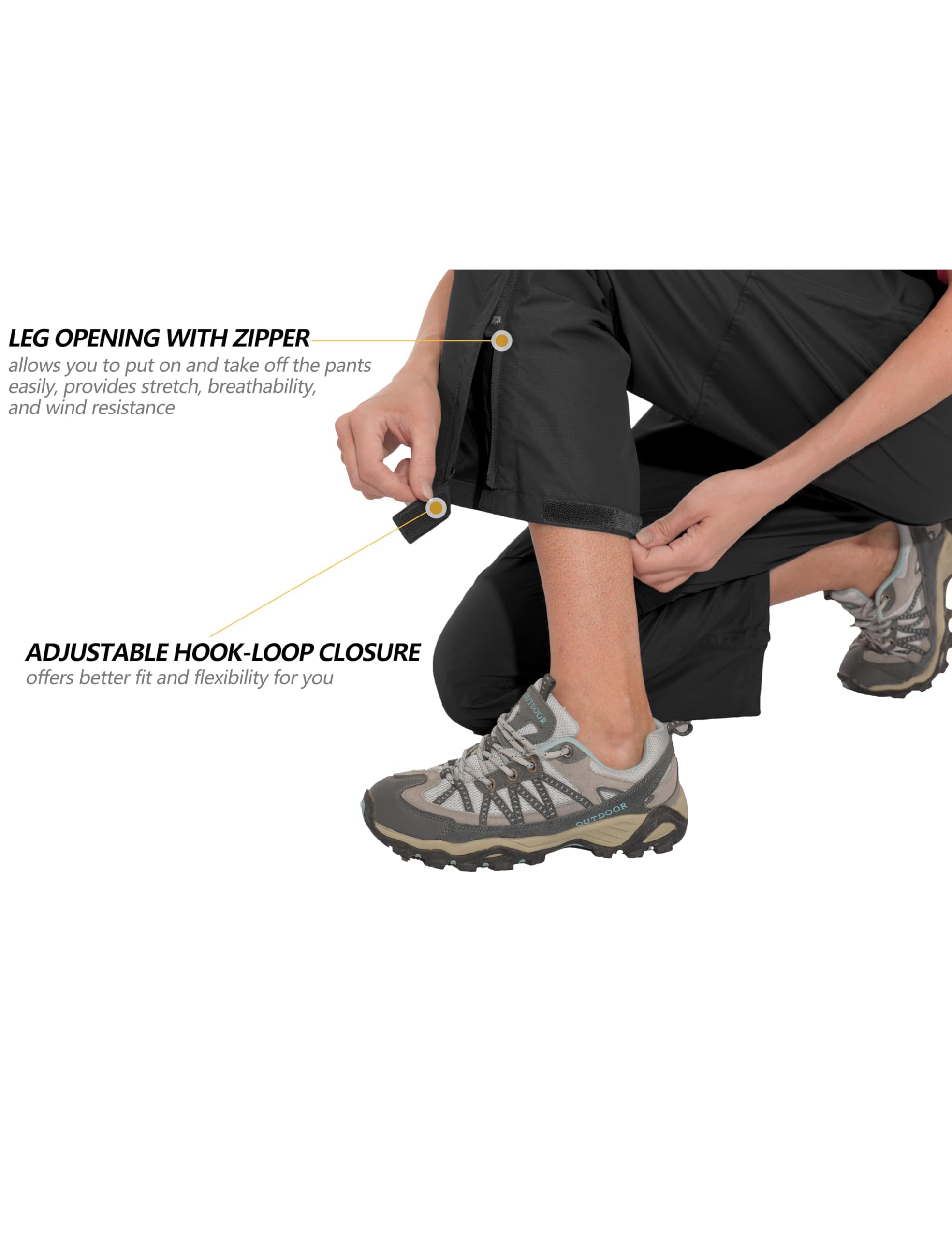 Little Donkey Andy Women's Waterproof Rain Pants - Lightweight Hiking Over Pants with Breathable Fabric for Outdoor Activities, Camping & Travel