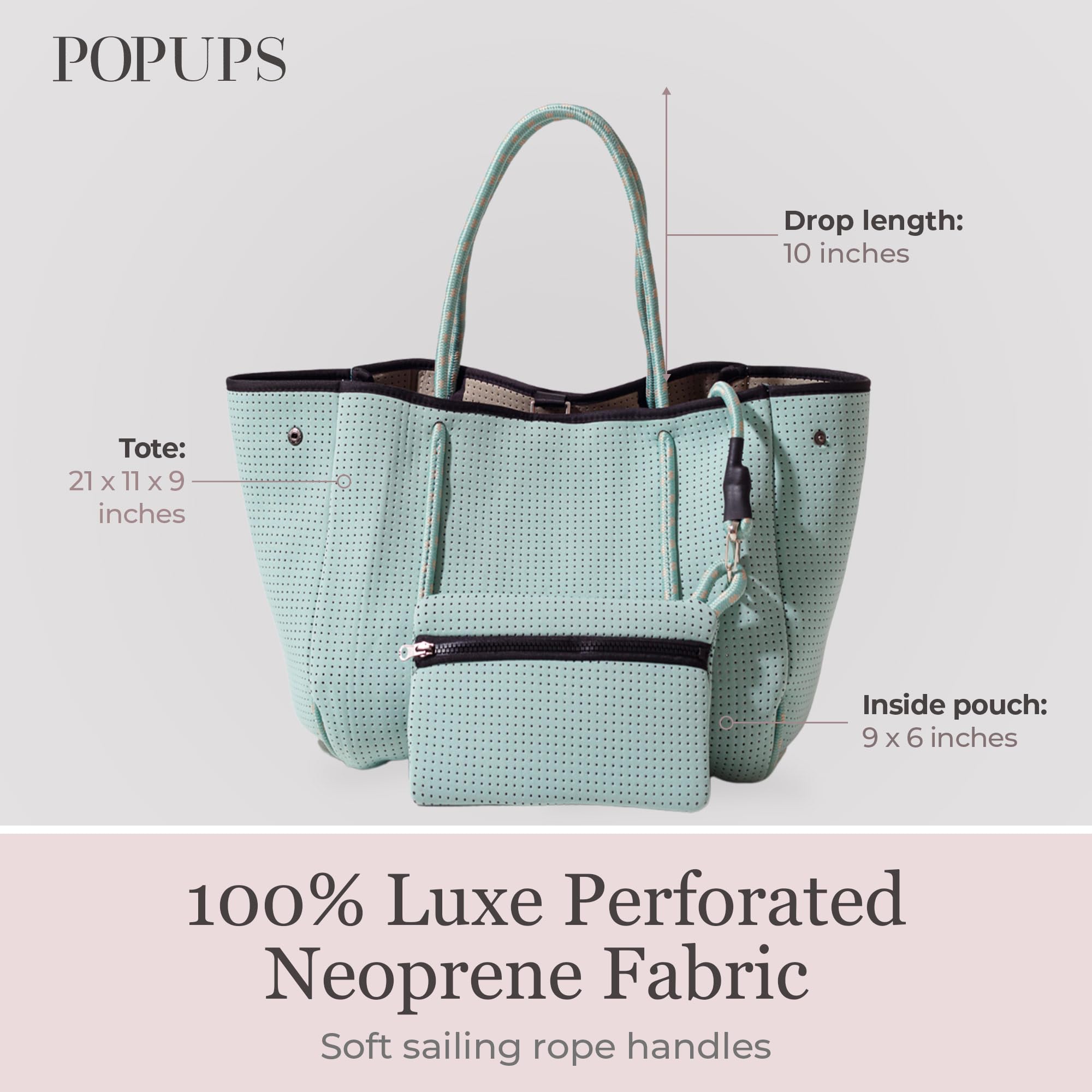 Stylish Large Neoprene Tote Bag for Women - Water-Resistant Designer Handbag with Multiple Pockets & Zipper Pouch - Perfect for Work, Travel, Beach & Everyday Use