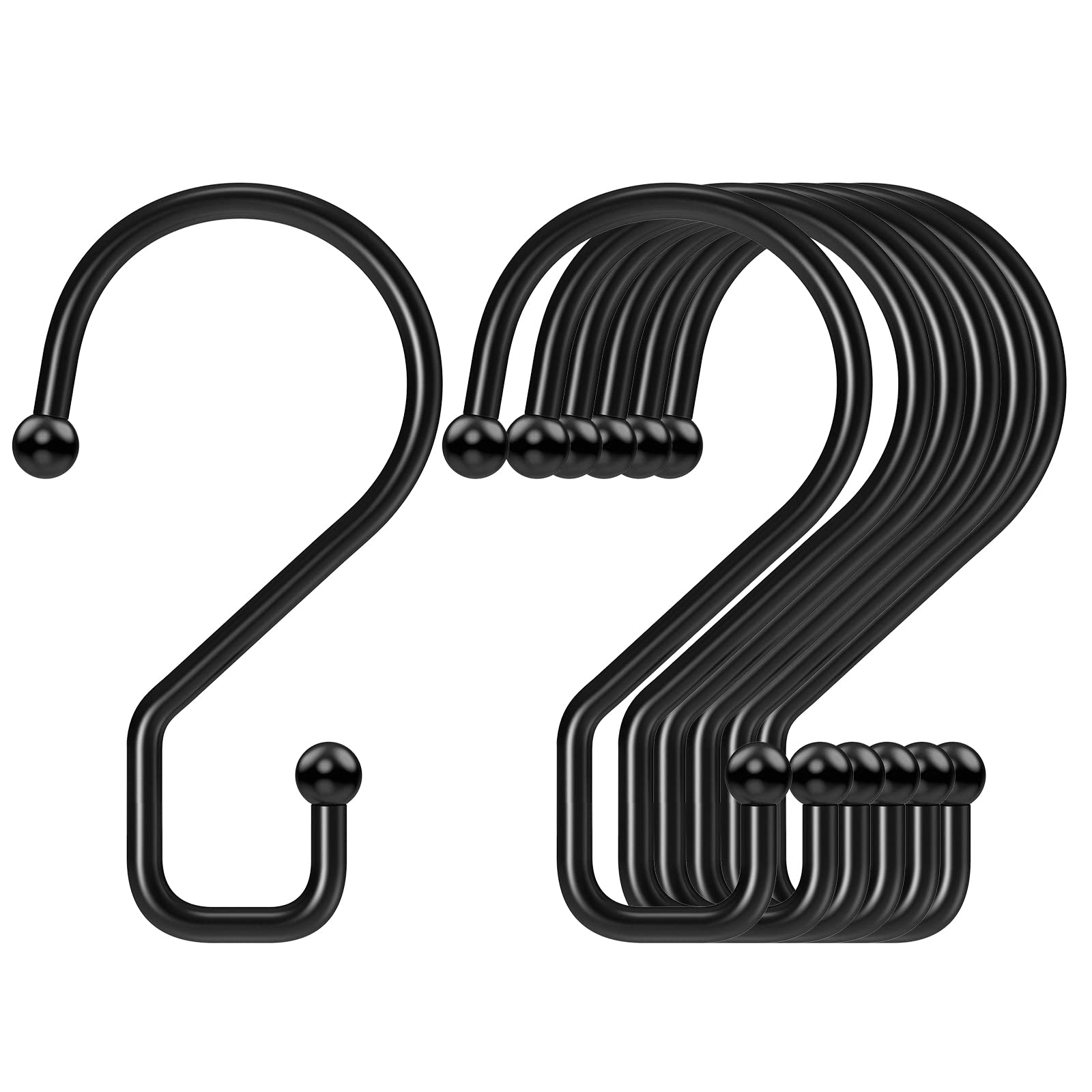 3 Inch Heavy Duty Black S Hooks - 12 Pack, Reversible Metal Hanging Hooks for Closet, Pants, Purses, Curtains, Crafts, Pots, Pans & Mugs - Perfect for Home Organization, Kitchen Storage & DIY Projects