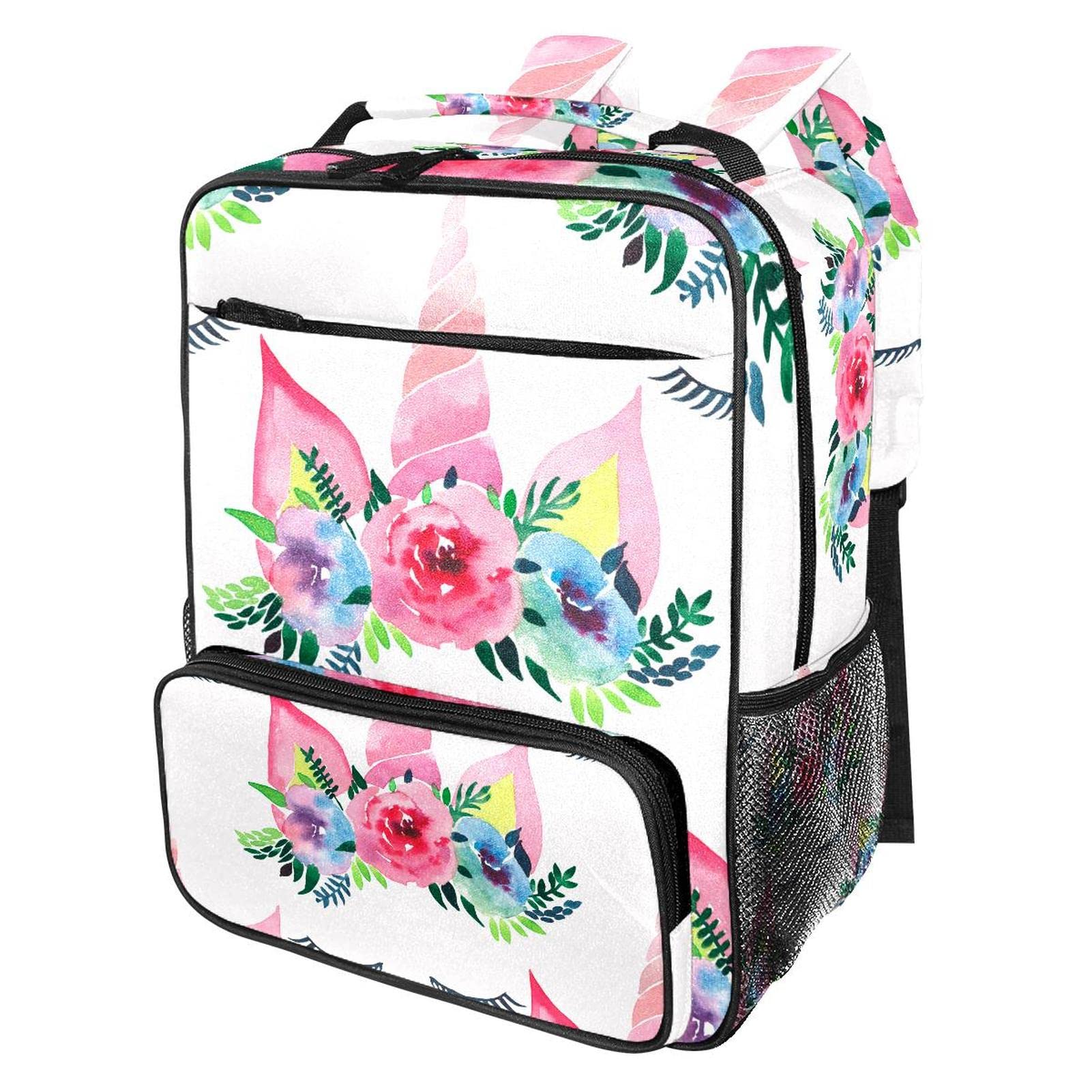 Unicorn Print Backpack for Teen Girls - Cute School Backpack with USB Charging Port, Water Resistant Travel Backpack for High School, College, Campus, Work & Weekend Getaways