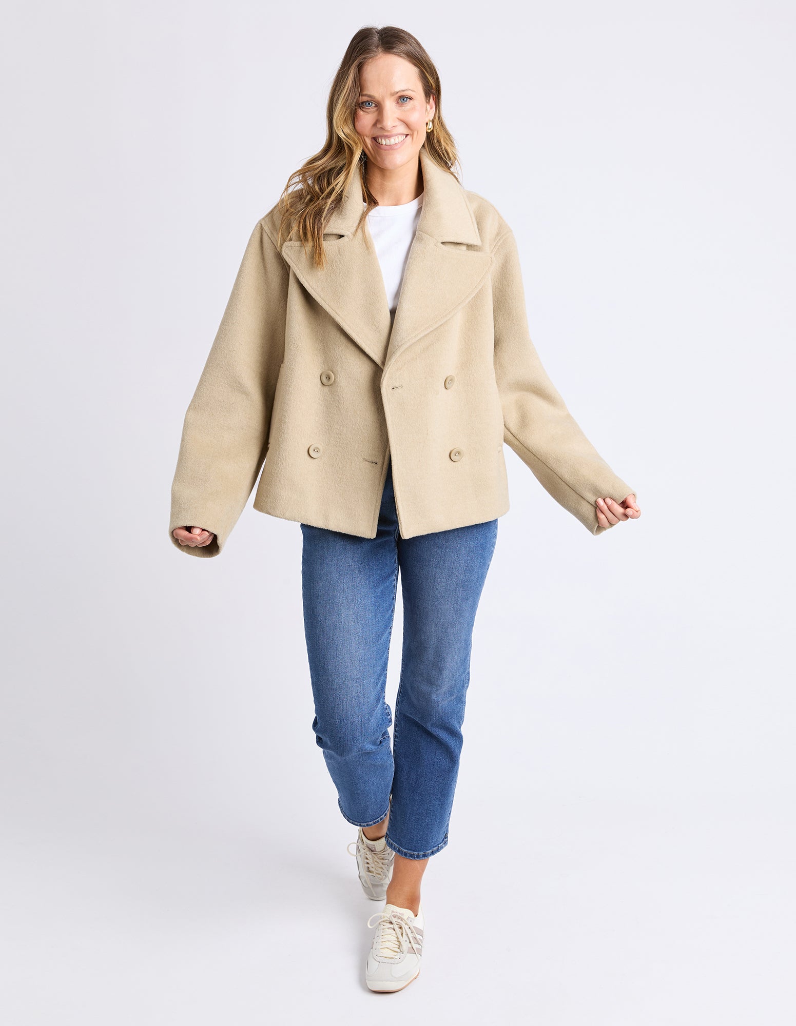 Elm Harley Peacoat Tan - Classic Wool Pea Coat for Men & Women | Warm Winter Jacket for Casual & Formal Outfits | Perfect for Office, Dating & Outdoor Activities