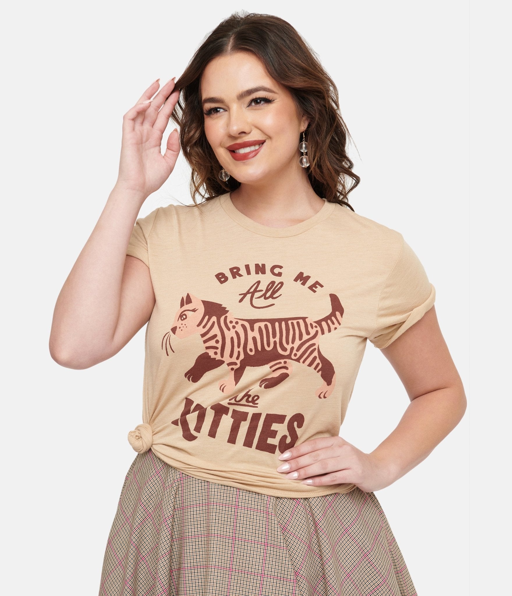 Tan 'Bring Me All The Kitties' Graphic T-Shirt - Funny Cat Lover Tee for Women & Men - Casual Wear & Gift for Cat Owners