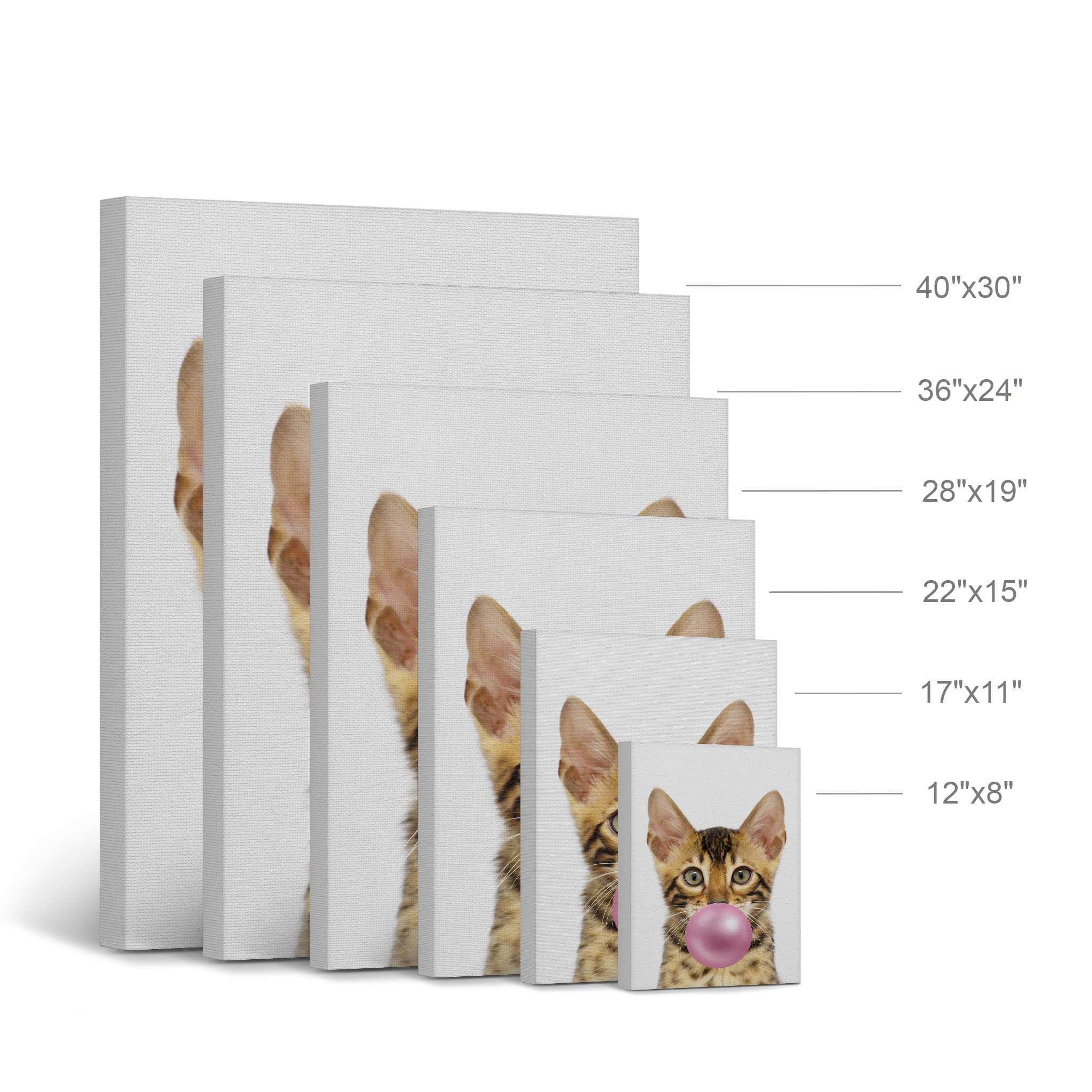 Savannah Cat Kitten Chewing Bubble Gum Canvas Wall Art Print - 40x30 Inch Pet Lover Gift, Pop Art Home Decor for Living Room, Bedroom, Nursery & Office - Perfect for Cat Enthusiasts & Animal-Themed Spaces