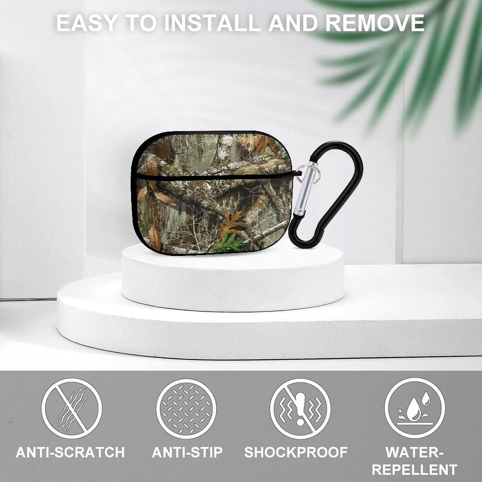 Autumn Hunting Camo AirPods Pro Case Cover - Shockproof Protective Wireless Charging Compatible with Keychain & Headphone Accessories | Perfect for Outdoor Activities, Hunting, and Daily Commute