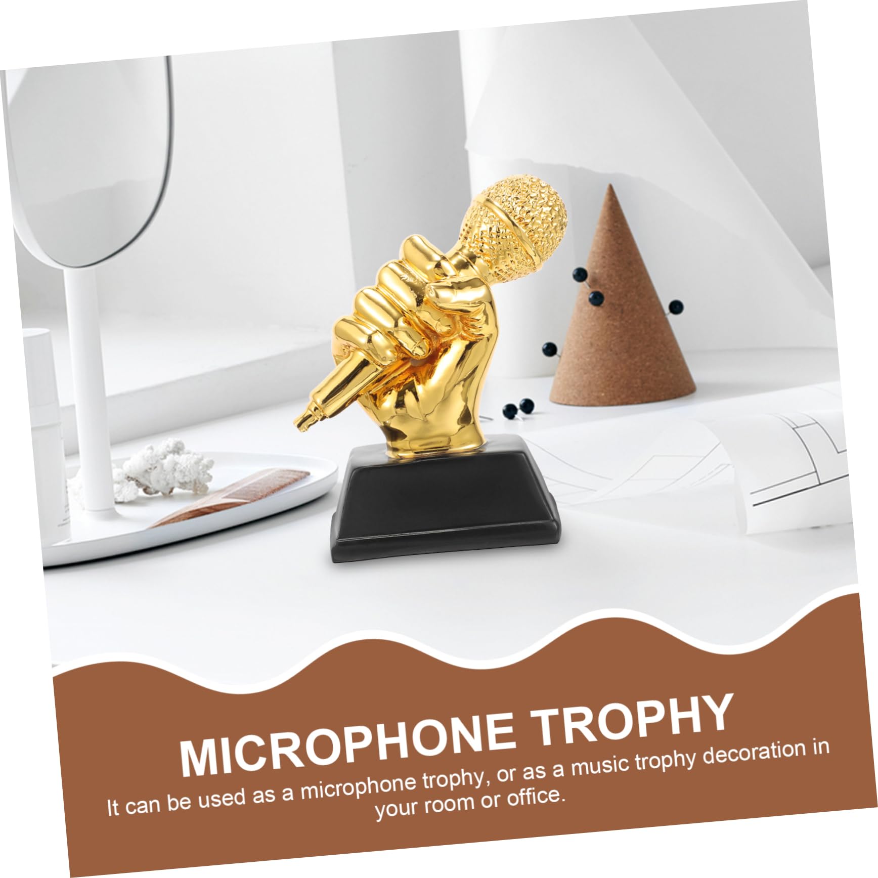 NAMOARLY Vintage Style Handcrafted Resin Trophy Microphone - 12x6x13cm - Perfect for School Competitions, Awards, and Stage Performances