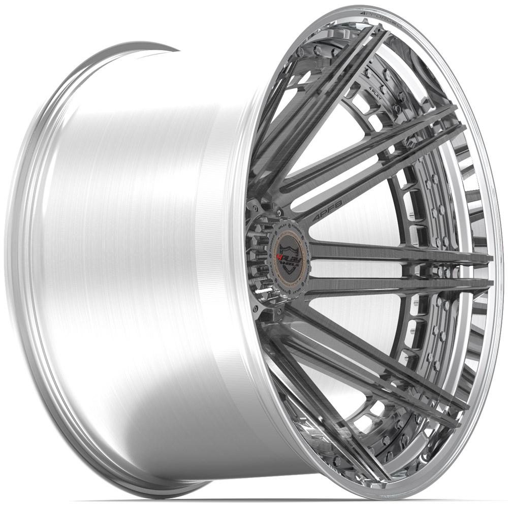 4Play Forged Series 4PF8 Wheels 24x14.0 - Brushed with Tinted Clear Center & Polished Barrel - 8x180mm Bolt Pattern 124.1mm Hub - Perfect for Custom Trucks, SUVs and Off-Road Vehicles
