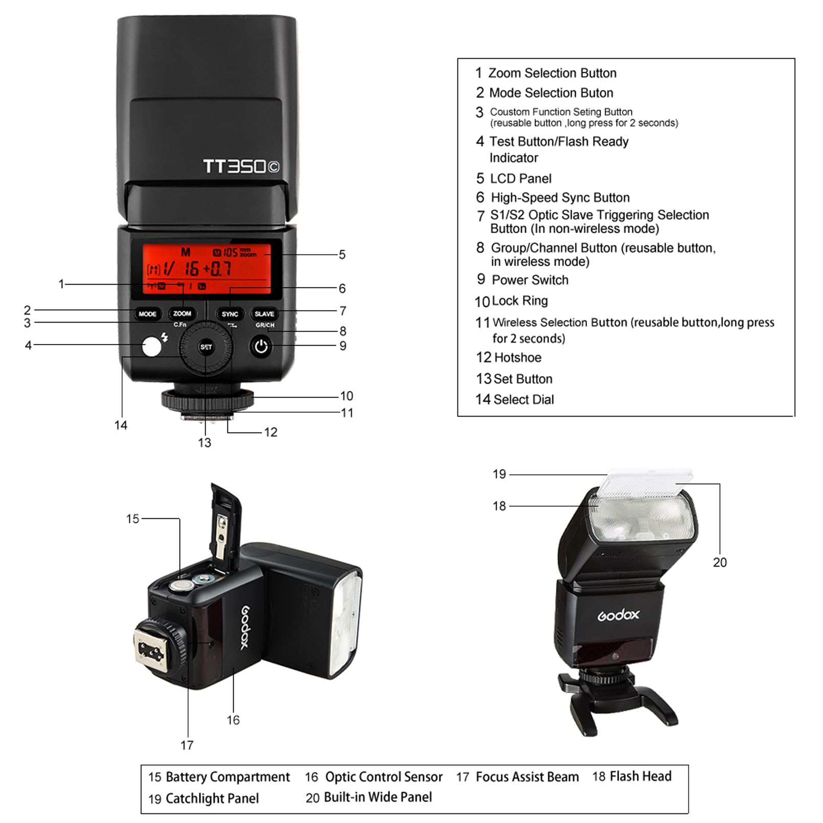 Godox TT350C Mini TTL Flash Speedlight for Canon - 2.4G Wireless GN36 HSS 1/8000s | Compact Camera Flash Compatible with Canon DSLR/Mirrorless | Perfect for Portrait, Wedding & Event Photography