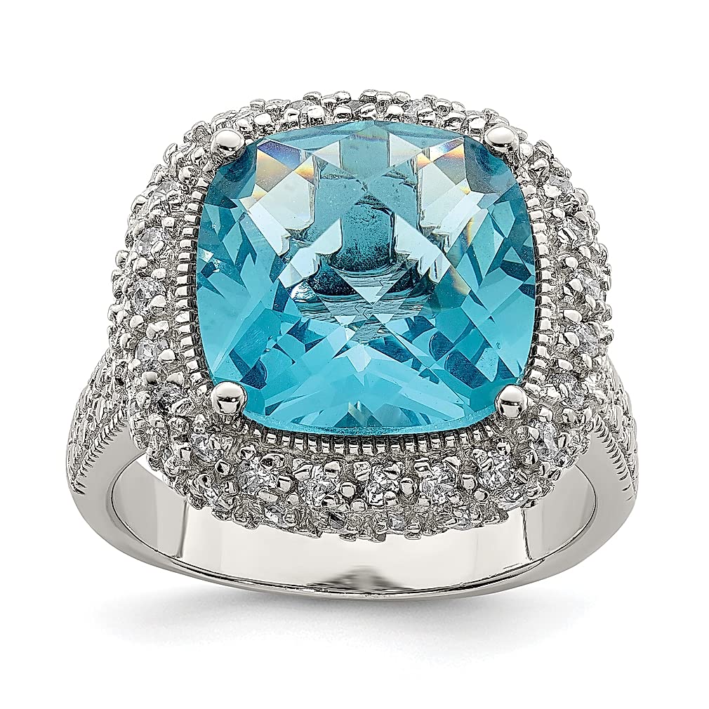 925 Sterling Silver Blue Cubic Zirconia CZ Ring for Women - Elegant Fine Jewelry Gift for Her, Perfect for Anniversary, Birthday, Valentine's Day & Special Occasions