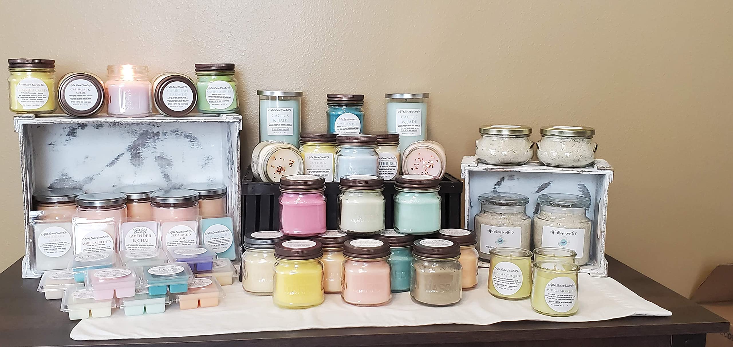 8 oz Mason Jar Candles - Mango Coconut, Lemon Cake, Grapefruit Eucalyptus & Peach Scented Soy Wax Candles for Home, Office, Spa Relaxation & Gift Giving