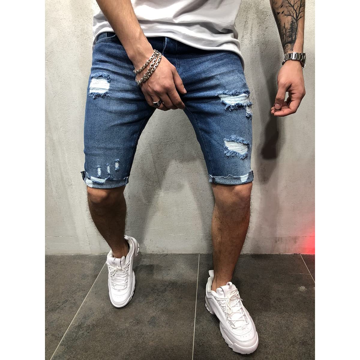 Seidarise Men's Ripped Distressed Denim Shorts - Blue Jean Shorts for Casual Wear | Perfect for Summer Outfits, Beach Trips, and Street Style Fashion
