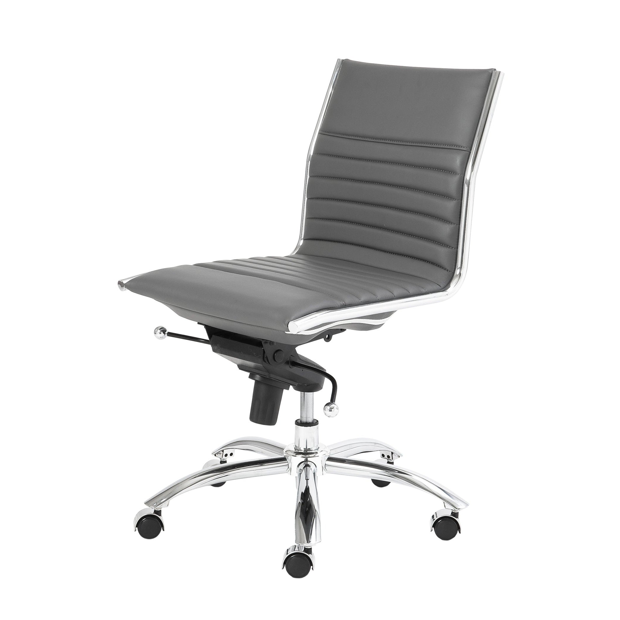 Euro Style Dirk Low Back Office Chair - Armless Ergonomic Design with Chrome Steel Base for Home, Office & Workspace Comfort
