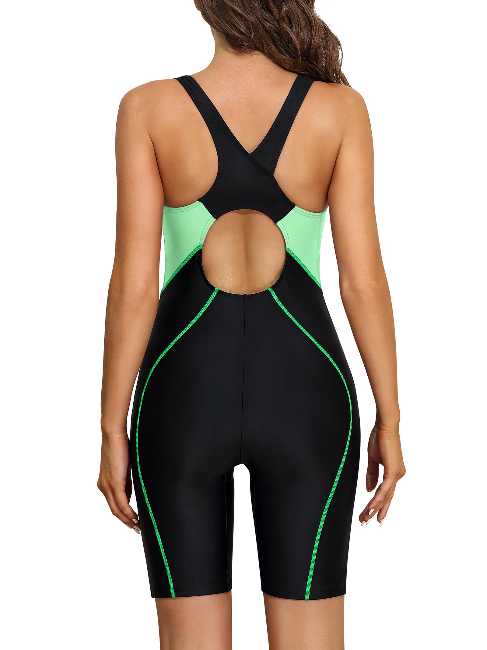 ATTRACO Women's Athletic One Piece Swimsuits - Boyleg Swimwear with Racerback Design for Swimming, Surfing & Beach Workouts