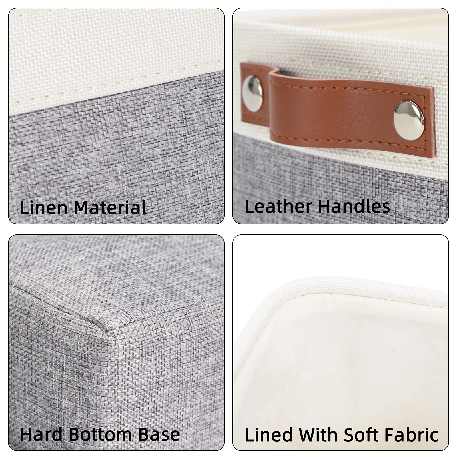DULLEMELO Collapsible Fabric Storage Baskets - Foldable Organizer Bin for Shelves, Closets, Laundry & Nursery | Decorative Gift Basket in White & Gray | Perfect for Home Organization & Baby Room Storage