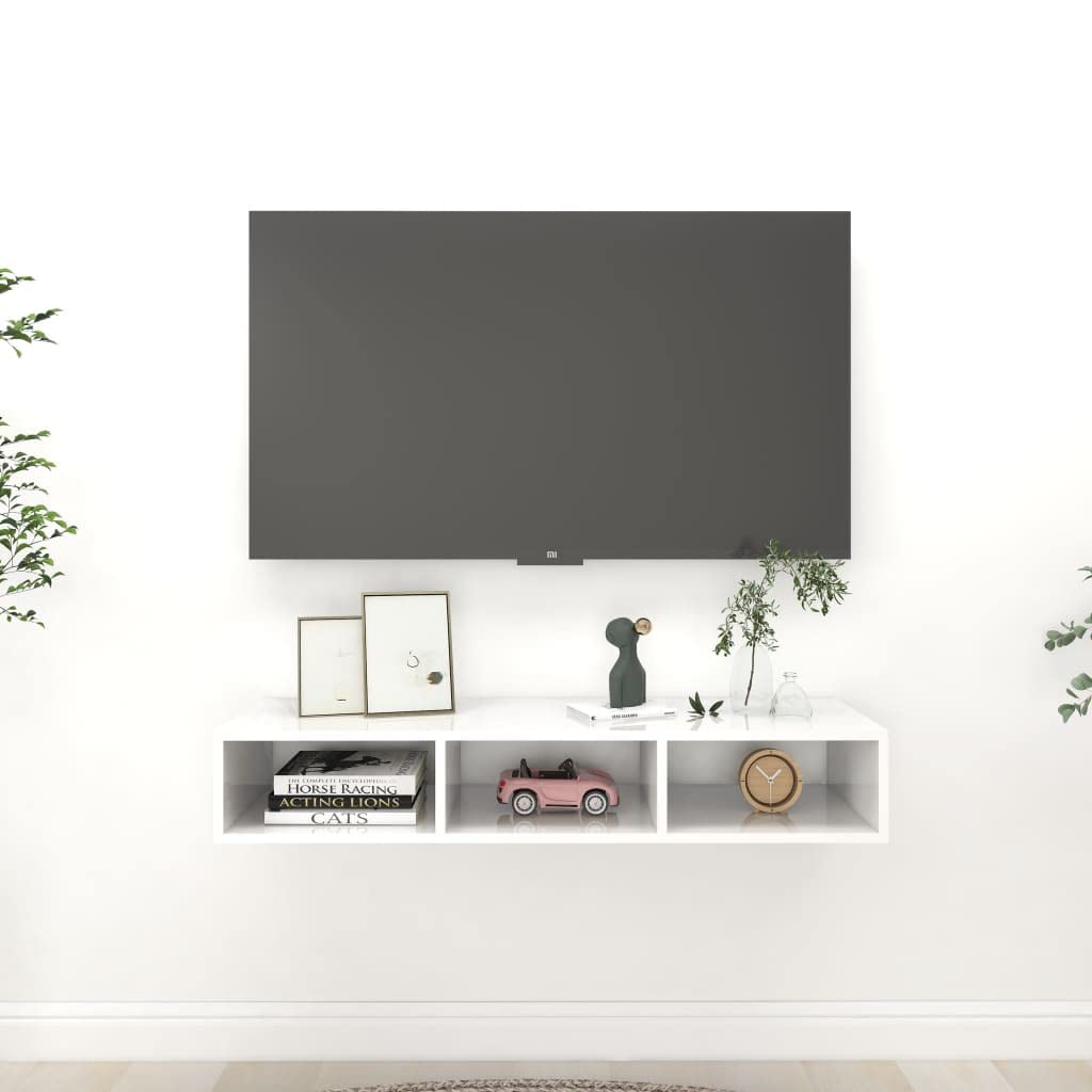 Stylish High Gloss White Wall Shelf - 40.2