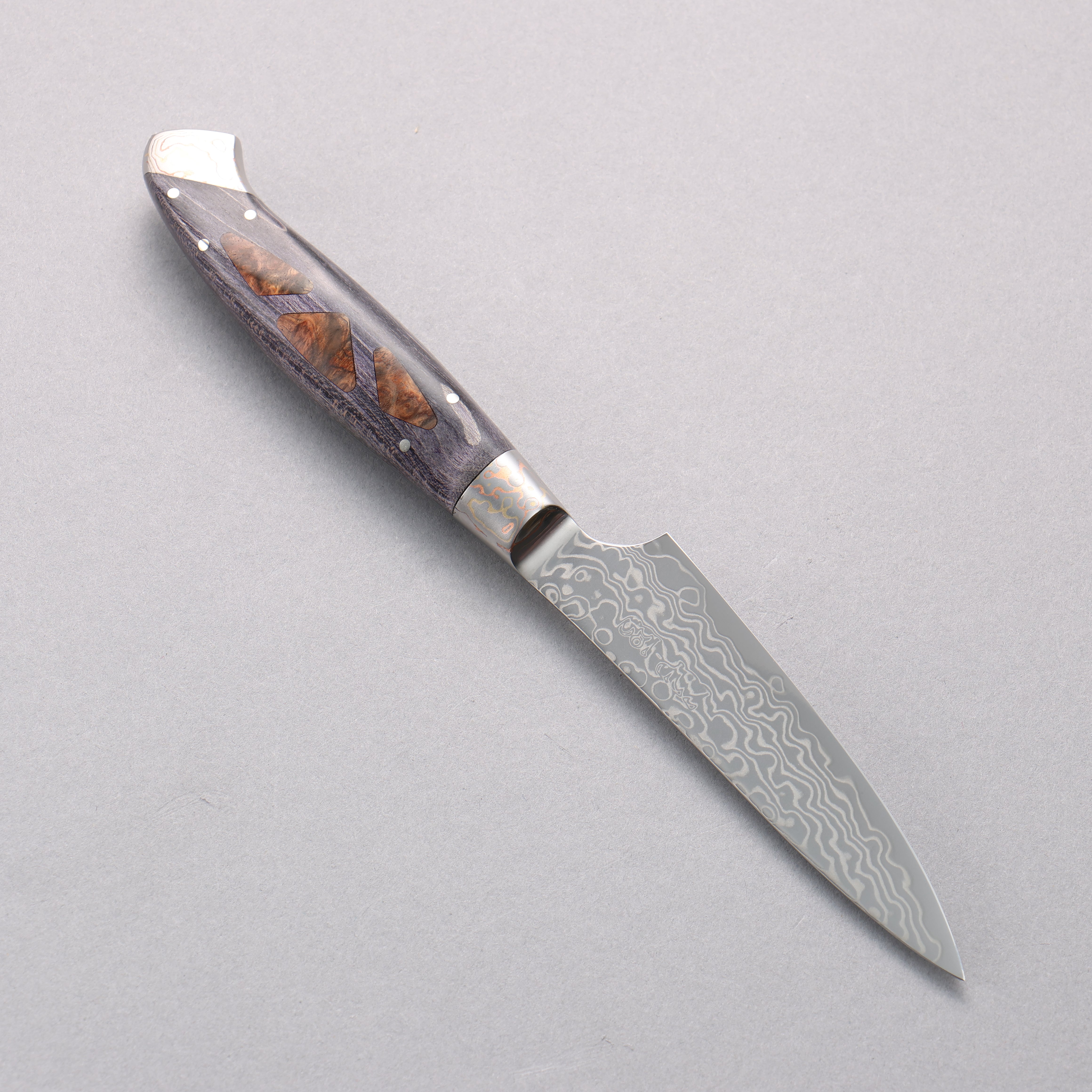 Premium ZDP-189 Damascus Steel Petty Knife 95mm with Exotic Chinese Quince Burl Handle - Razor Sharp Japanese Kitchen Utility Knife for Slicing, Chopping & Precision Cooking Tasks