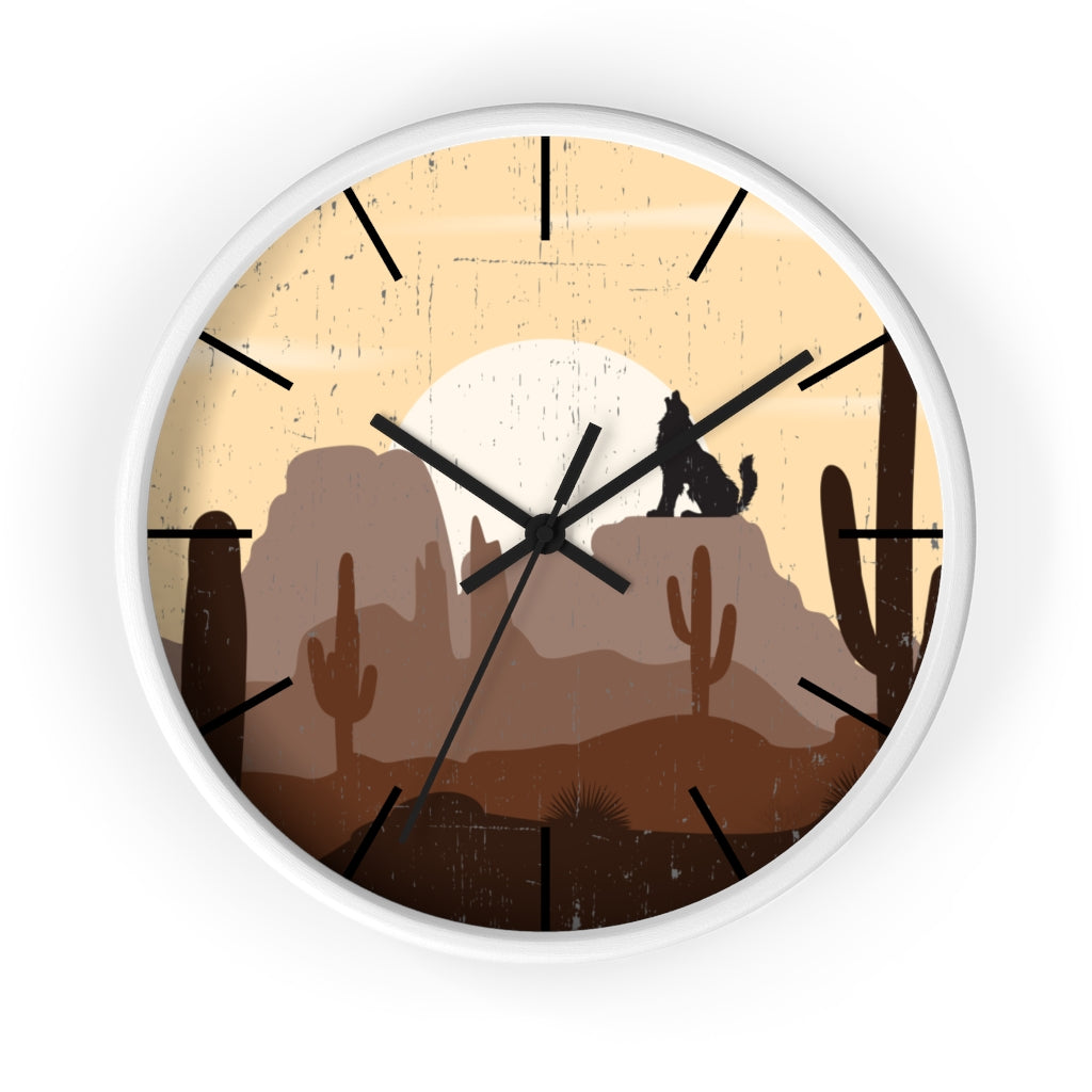 Wolf Mountain Sunrise Wall Clock - Silent Non-Ticking Battery Operated Round Clock for Living Room, Bedroom, Office & Home Decor