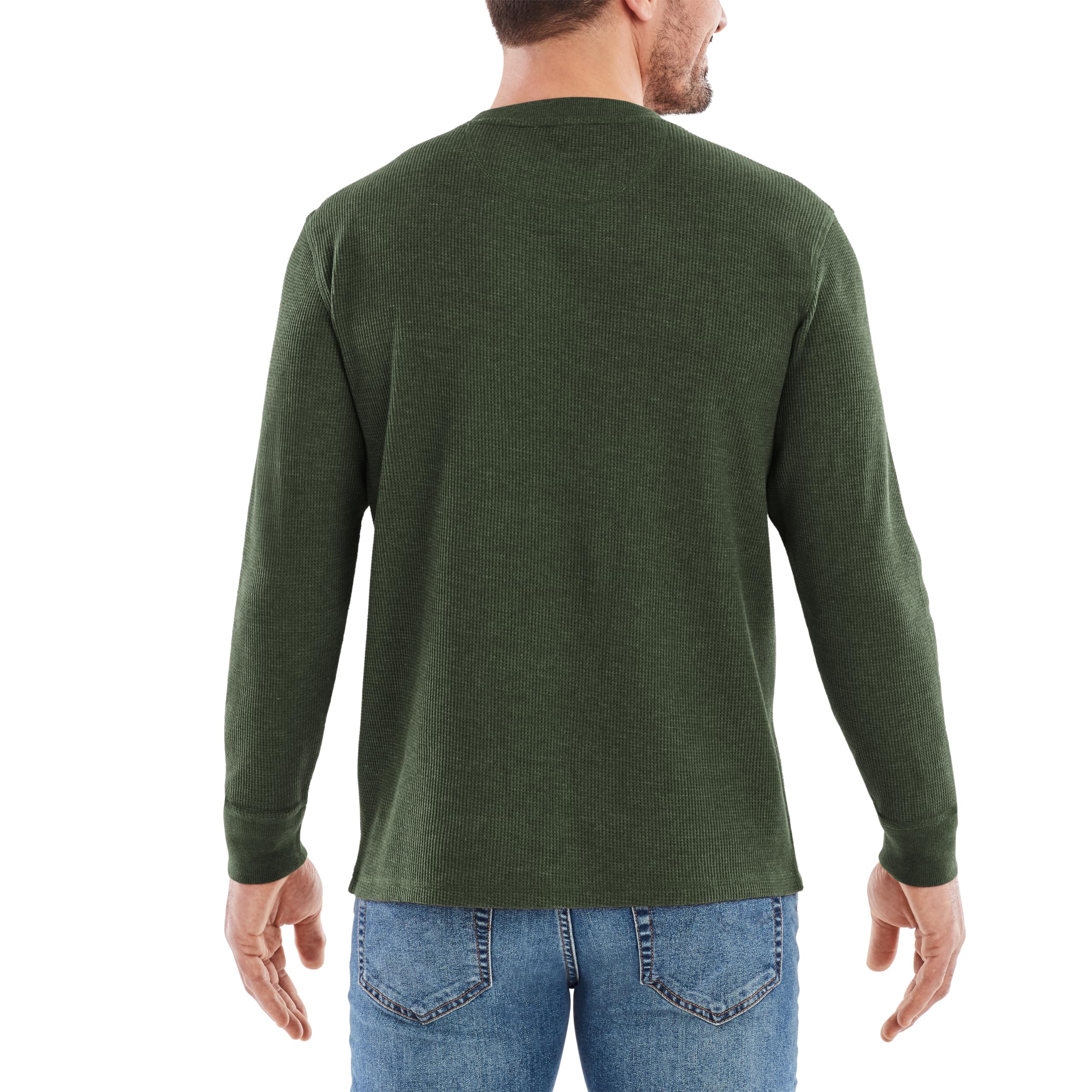 Men's Long-Sleeve Thermal Waffle Knit Shirt - Warm Crew Neck Base Layer for Hiking, Camping & Outdoor Activities | American Outdoorsman