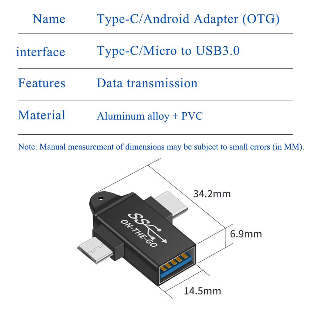 JORINDO 2-in-1 USB C & Micro USB to USB 3.0 Adapter - OTG Compatible Converter for Smartphones, Tablets, Laptops - Perfect for Data Transfer, Charging & Connecting Devices