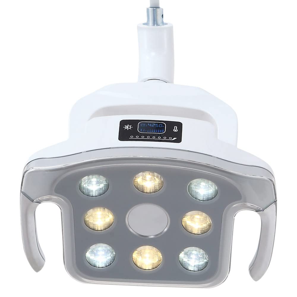 12W LED Surgical Light - Adjustable Color Temperature & Shadowless Operation Lamp for Dental, Exam Room, and Lab Use - 8 High-Clarity LEDs with LCD Display, φ22mm Joint, White - Perfect for Operating Rooms, Clinics, and Medical Procedures