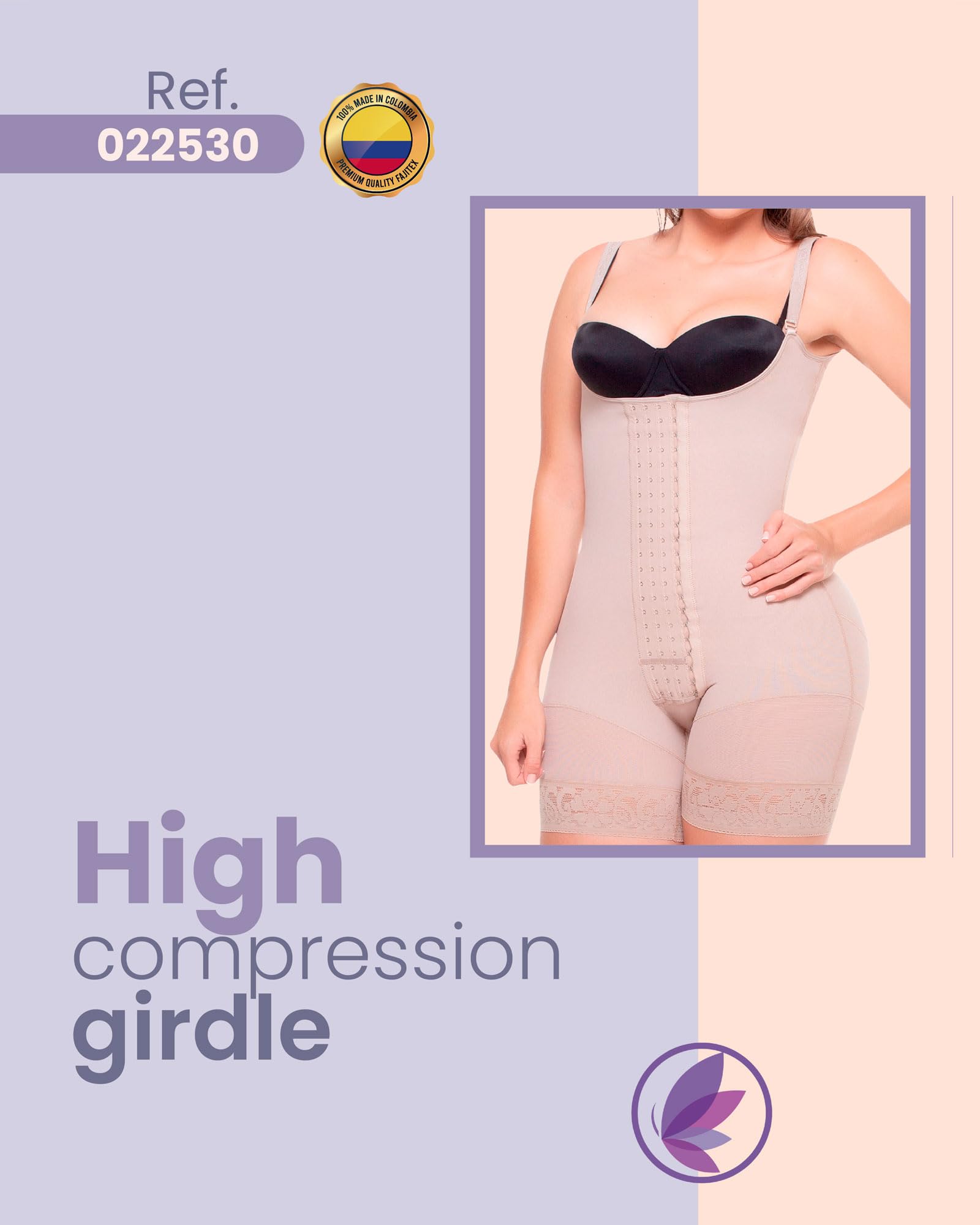 Colombian High Compression Shapewear Fajas - Butt Lifting BBL Faja 022530 for Body Contouring & Waist Training | Perfect for Postpartum Recovery, Workouts & Special Occasions