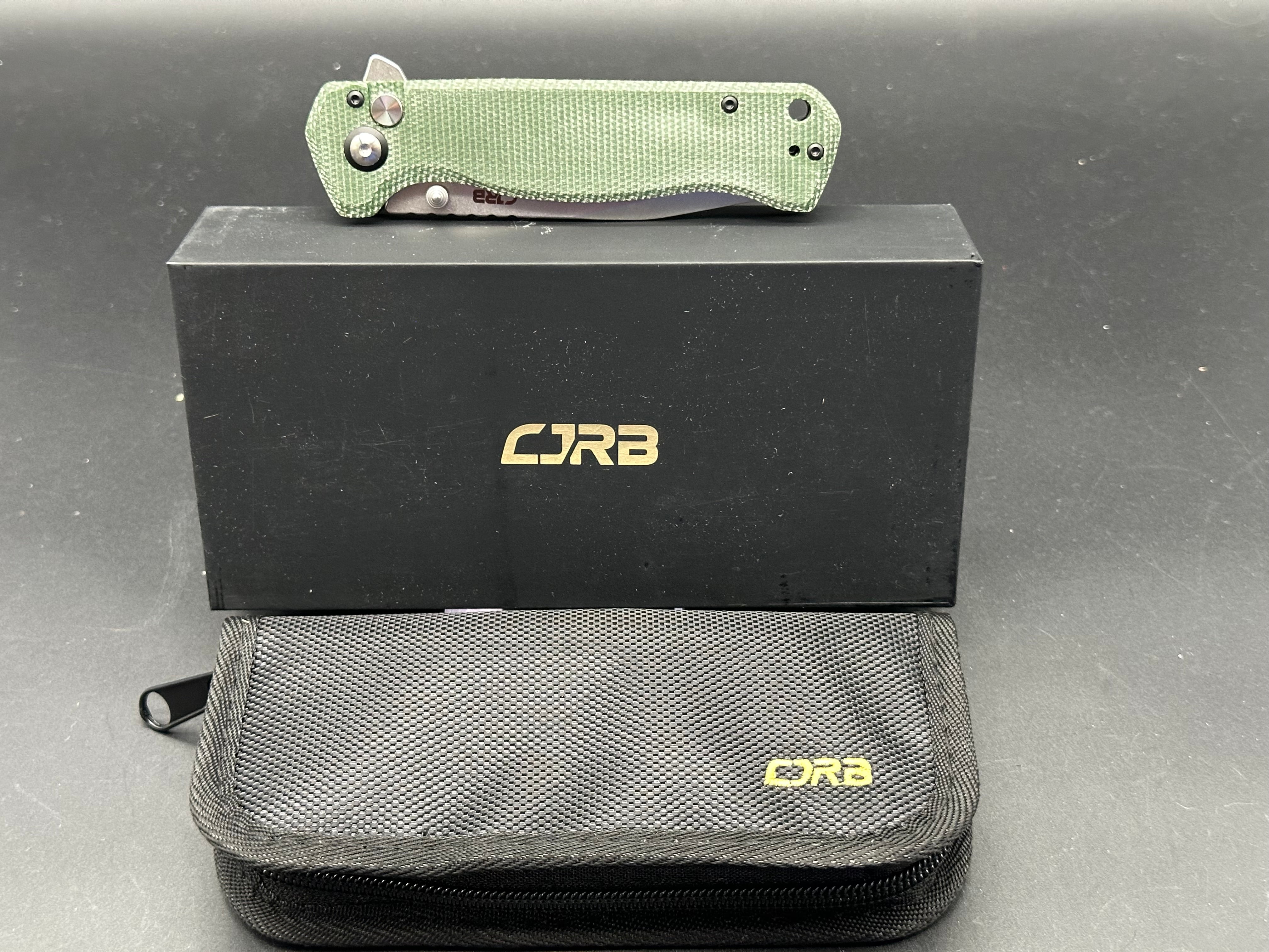 CJRB CHORD Button Lock Folding Knife - Green Micarta Handle, AR-RPM9 Steel, Plain Edge, Stonewash Finish - EDC, Outdoor, Camping, Survival Gear