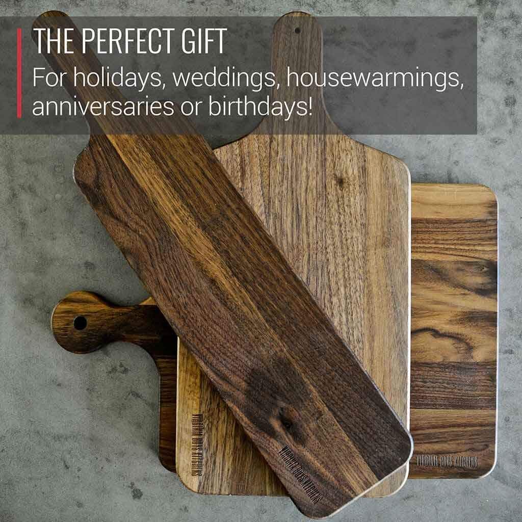 Premium Walnut Wood Cutting Board 8x17 with Coconut Oil & Beeswax Bundle - Handcrafted in USA - Perfect for Kitchen, Charcuterie Boards & Gift Giving
