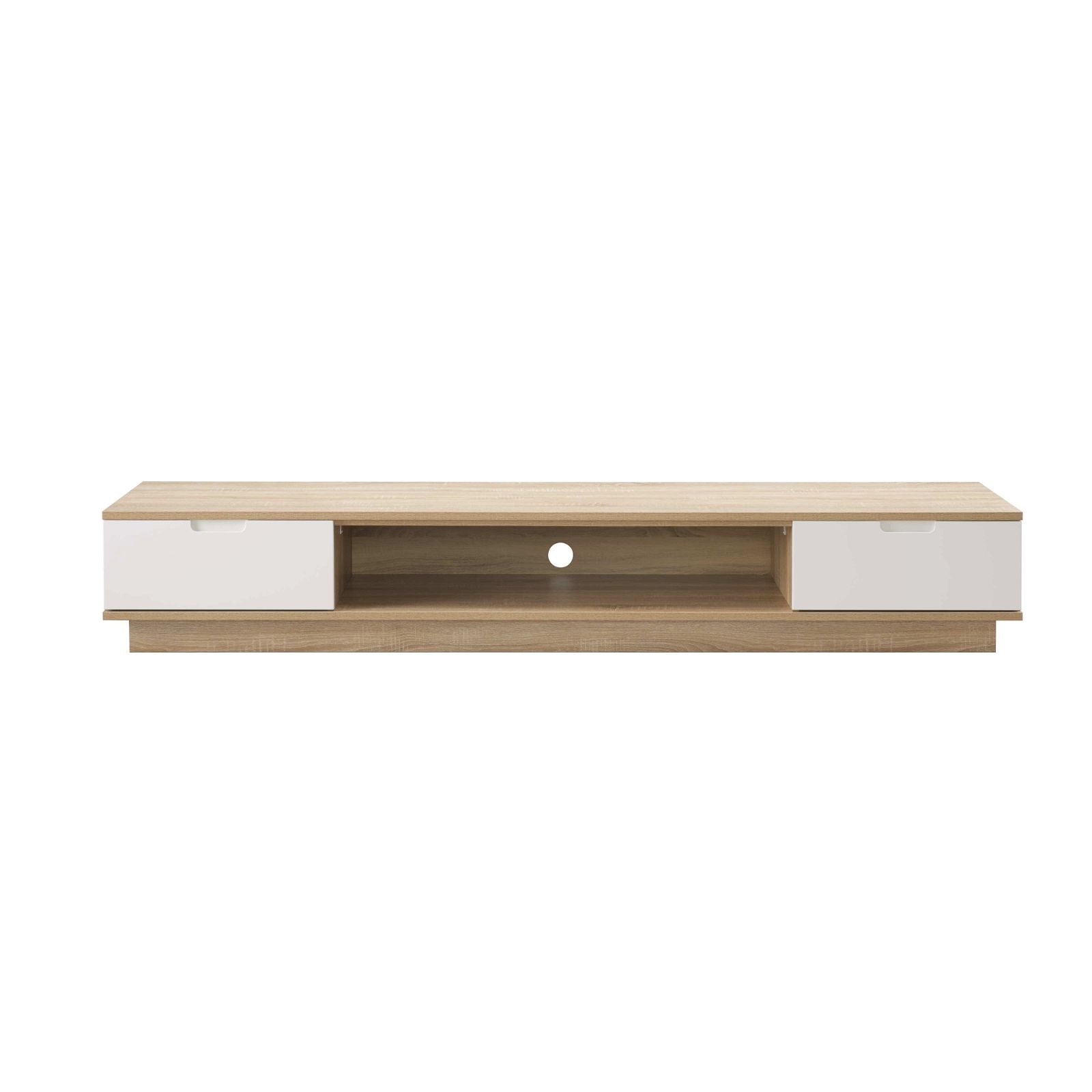 DELUX 200cm Low Line Oak TV Stand Entertainment Center by Tauris™ - Perfect for Living Room, Bedroom & Home Theater Setup