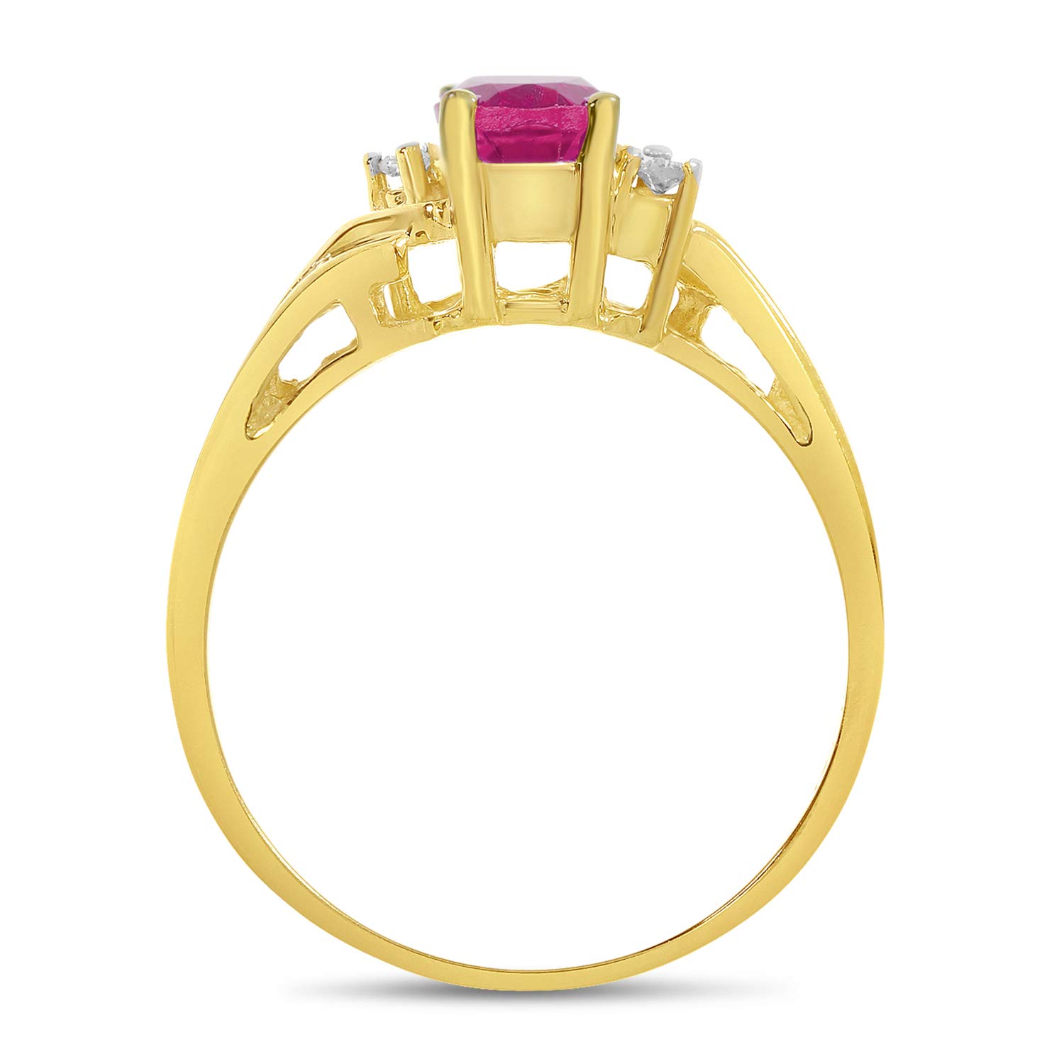 14K Yellow Gold Oval Ruby and Diamond Ring for Women - Elegant Vintage Style Engagement, Wedding, or Anniversary Jewelry Gift
