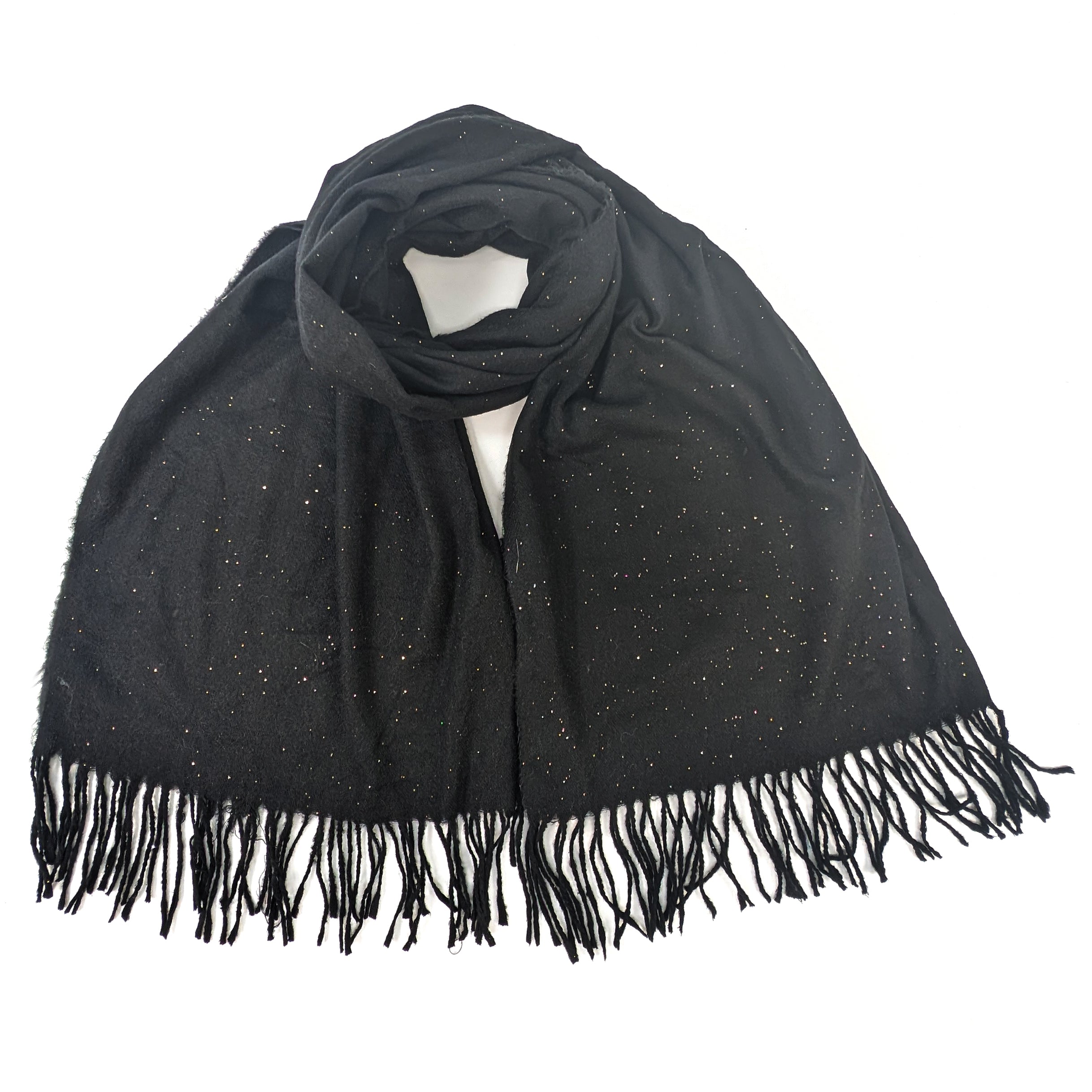 Sparkly Petra Pashmina Scarf - Soft Cashmere Blend Shawl Wrap (70x180cm) - Elegant Black for Women - Perfect for Winter, Evening Parties & Gift Giving