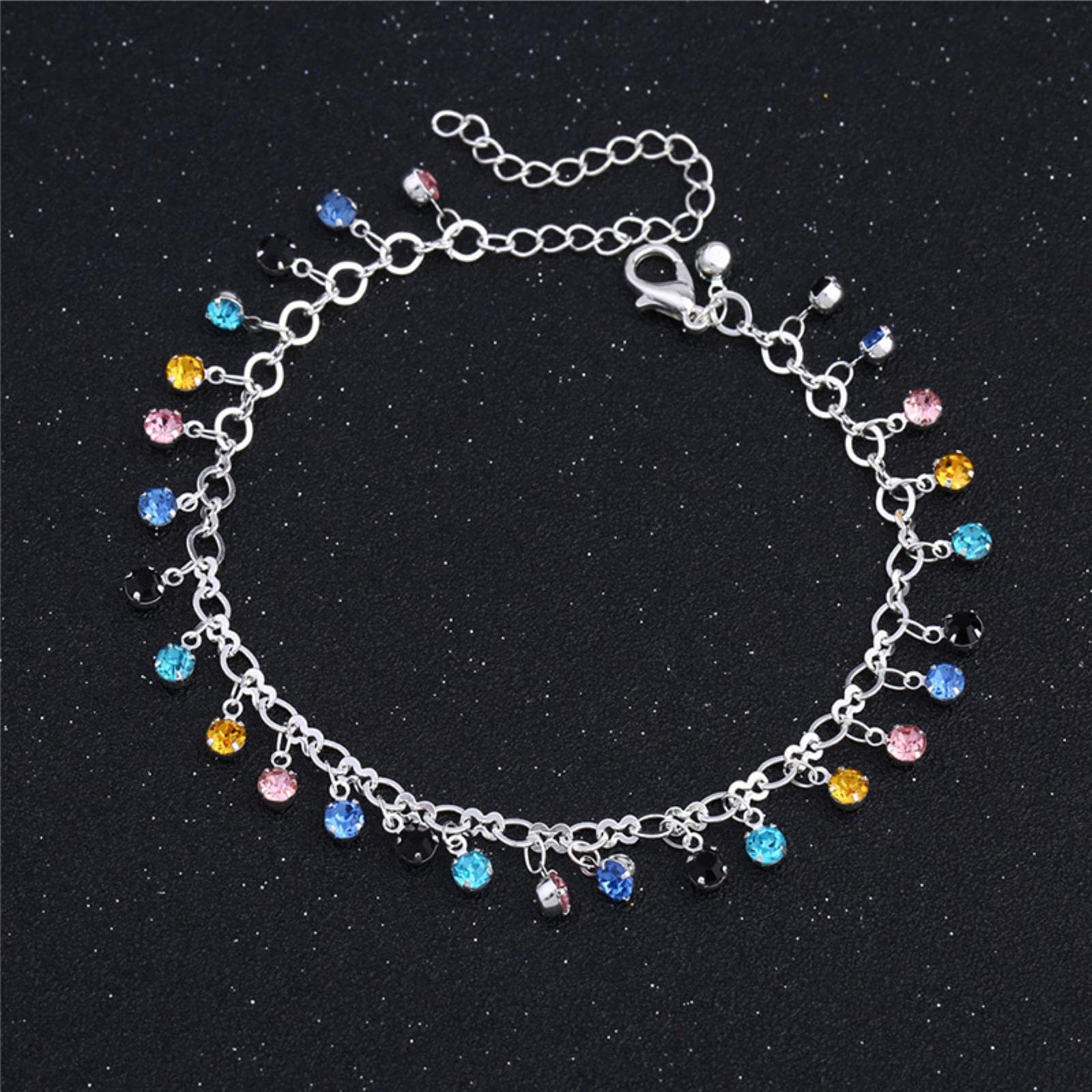 Stylish Multicolor Crystal Anklet for Women - Elegant Foot Jewelry for Beach, Party & Everyday Wear