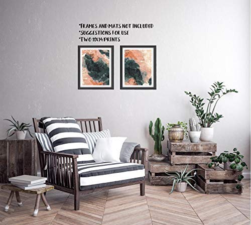 Abstract Art Prints - Modern Contemporary Wall Decor Set of 2 (11x14 Inches) - Unframed Canvas Posters for Living Room, Bedroom & Office Decor