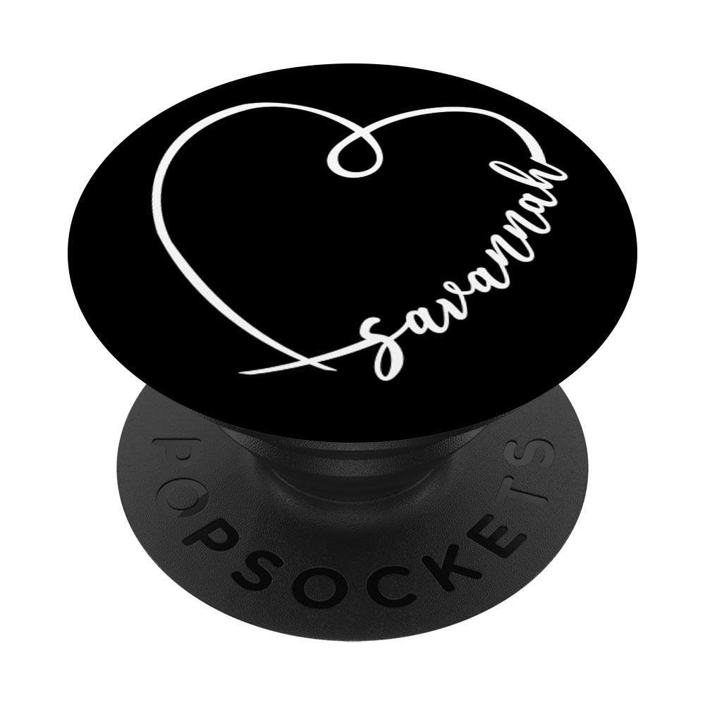 Savannah Name Minimalist Heart Calligraphy Art PopSockets PopGrip - Swappable Phone & Tablet Grip for iPhone, Samsung | Perfect for Everyday Use, Gifts & Personalization
