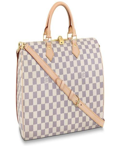 LV Speedy Bandouliere 35 Handbag - Damier Azur Canvas Crossbody Bag with Adjustable Strap | Perfect for Travel, Work & Everyday Use
