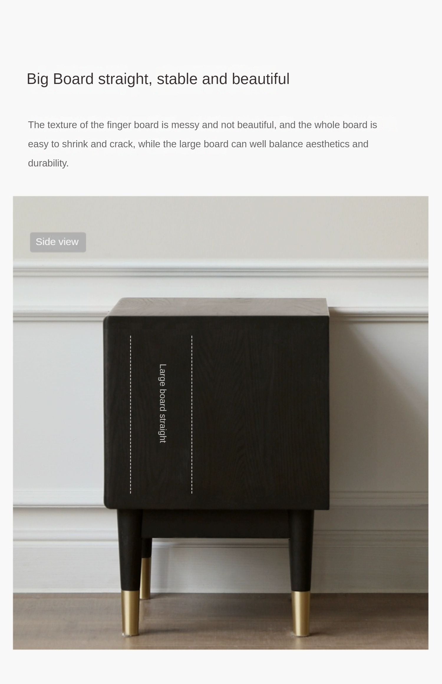 Solid Oak Wood Nightstand in Smoked Finish - Perfect for Bedroom, Living Room, or Office Furniture