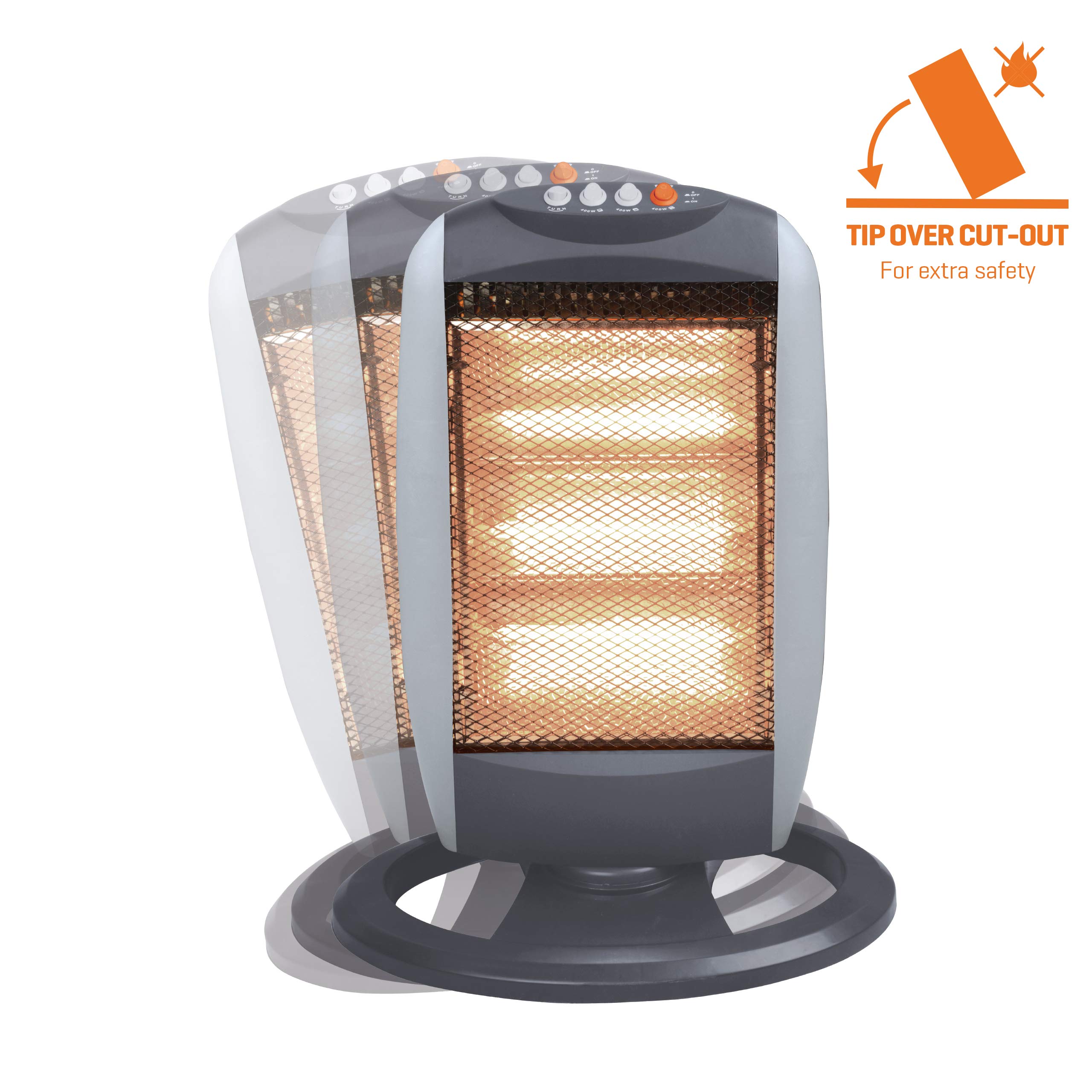 Daewoo Oscillating Halogen Heater - 3 Adjustable Heat Settings, Instant Warmth, Tip-Over Protection | Perfect for Home, Office & Winter Use