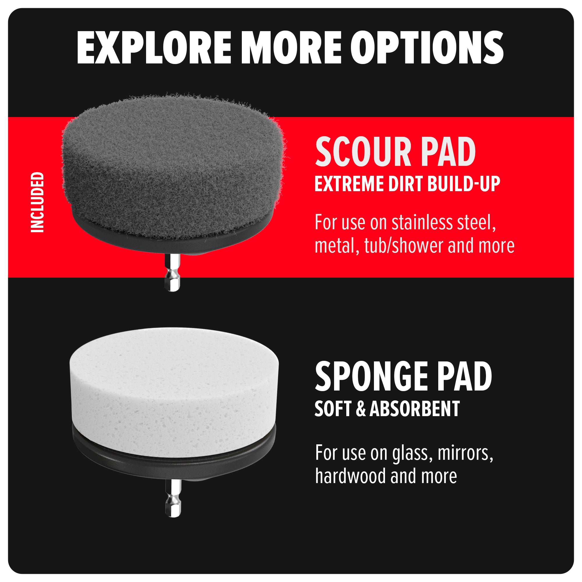 3.5 Inch 3-Piece Scour Pad Kit - Heavy Duty Cleaning Pads for Kitchen, Bathroom & Cookware - Stainless Steel Scrubber for Pots, Pans & Grills