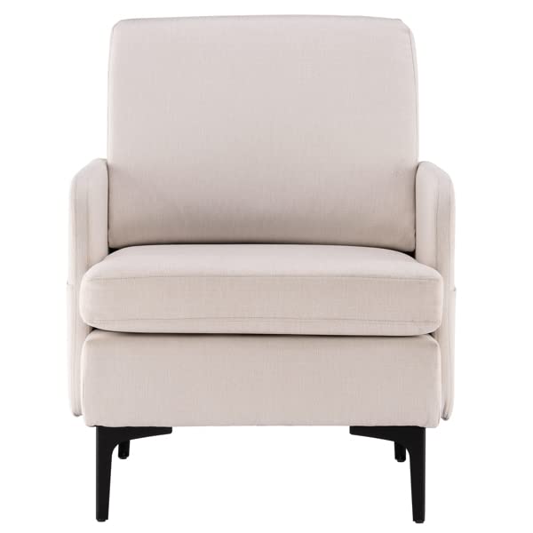 FCH Lounge Chair - Comfortable Single Sofa Accent Chair for Bedroom, Living Room & Guest Room - Modern Beige Upholstered Armchair - Perfect for Relaxing, Reading & Small Space Decor