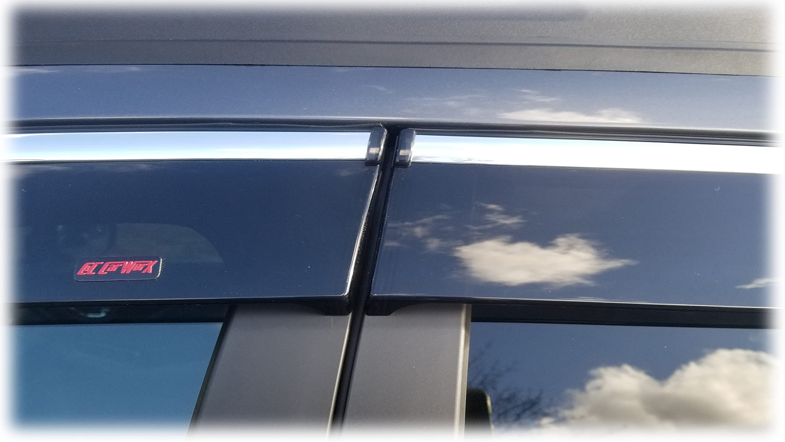C&C CarWorx WV-O20-TFI Set of 4 Tape-on Injection-Molded Side Window Visor Rain Guards with Chrome-Style Trim for 2020-2024 Subaru Outback | Weather Protection & Style Enhancement for Driving in Rain or Sunny Conditions