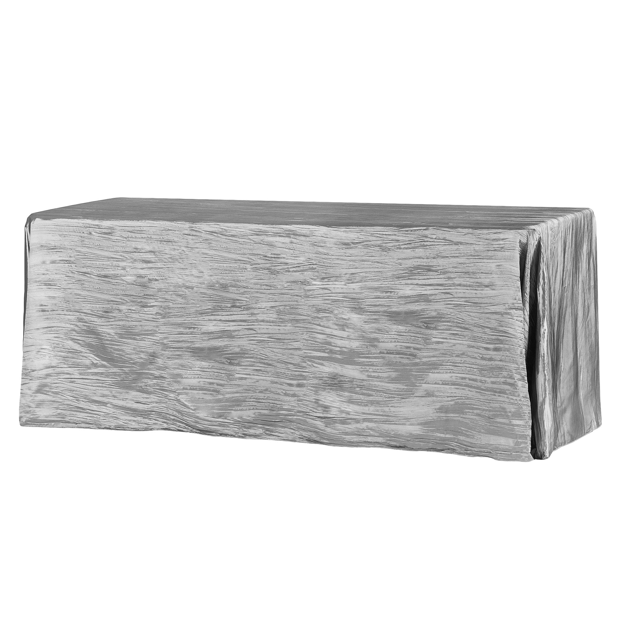 Accordion Crinkle Taffeta 90x132 Inch Rectangular Tablecloth in Silver - Perfect for Wedding, Party, and Holiday Dining Decor