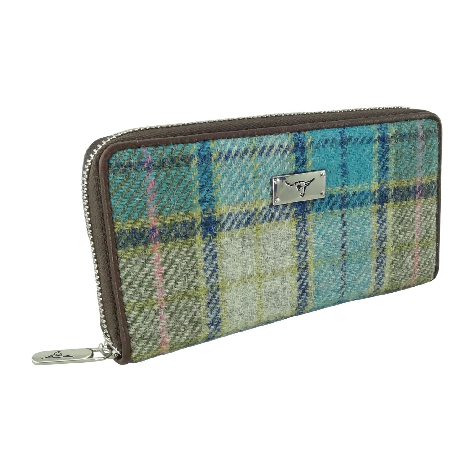 Harris Tweed Long Zip Wallet for Men & Women - 22 Stylish Colors | RFID Blocking Leather Card Holder for Travel, Business & Everyday Use